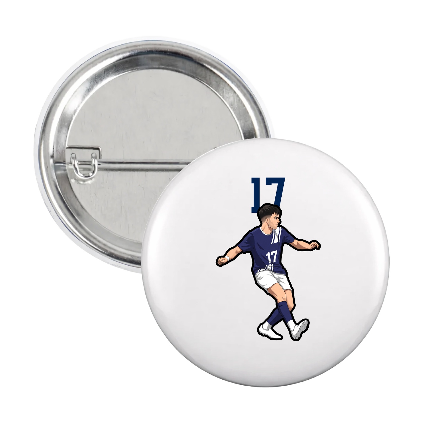 Game Day Button — Number Top in White