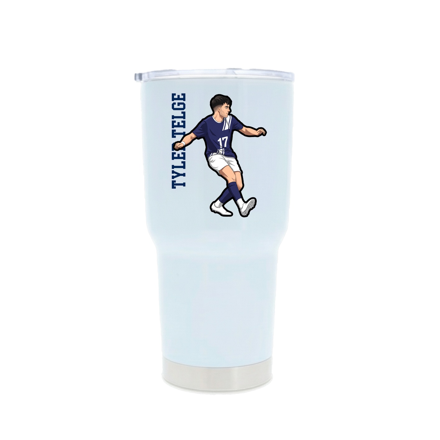 30oz Stainless Steel Tumbler — Name Vertical in White