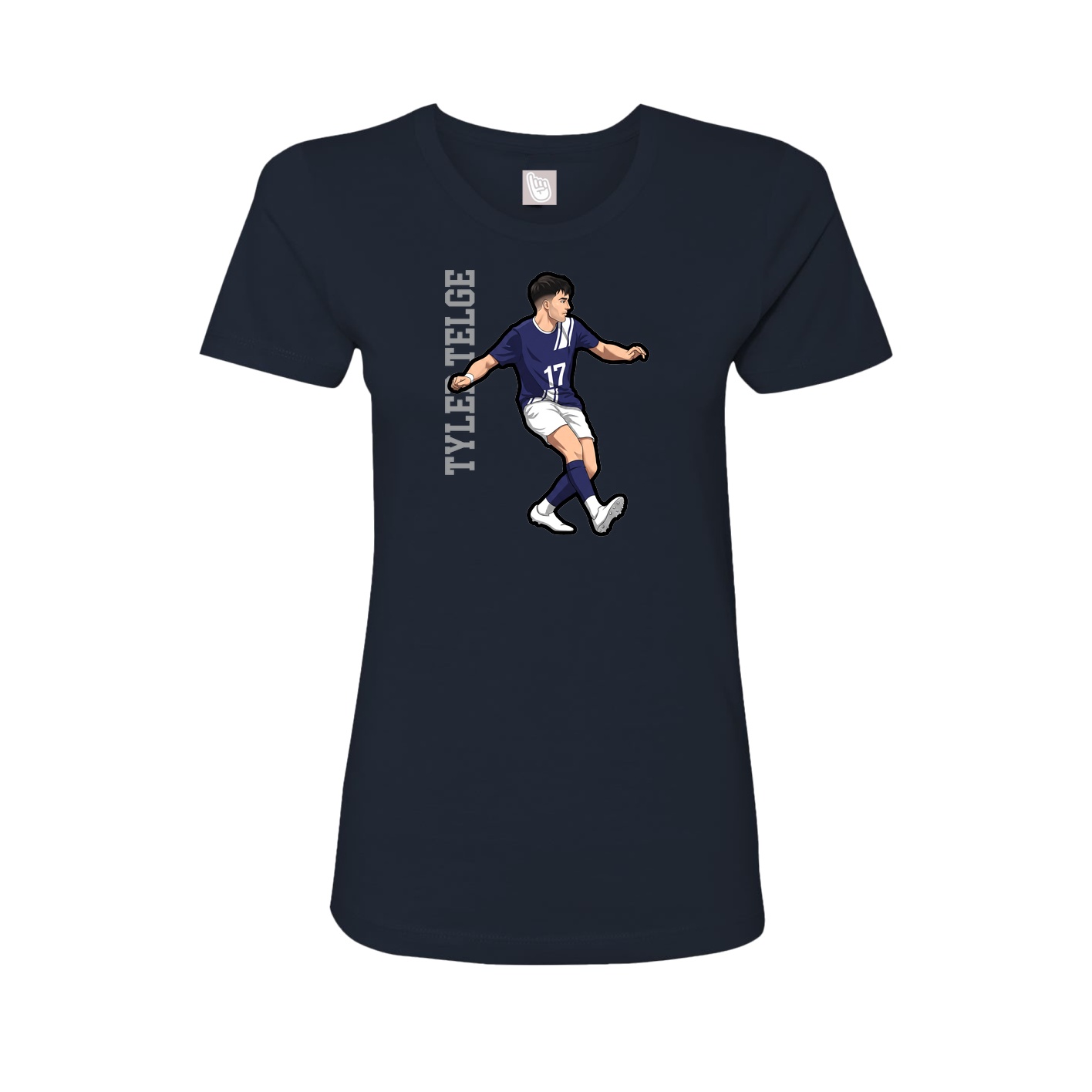 Fitted Women's Tee — Name Vertical in Navy