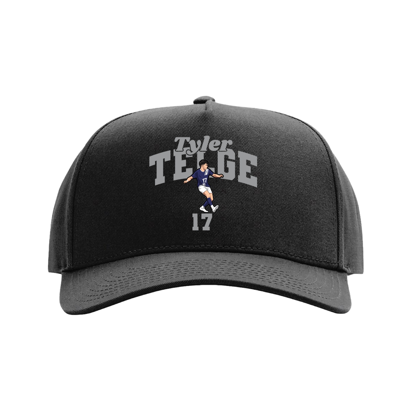 Full Fabric Five-Panel Champ Cap — Signature Arch in Black