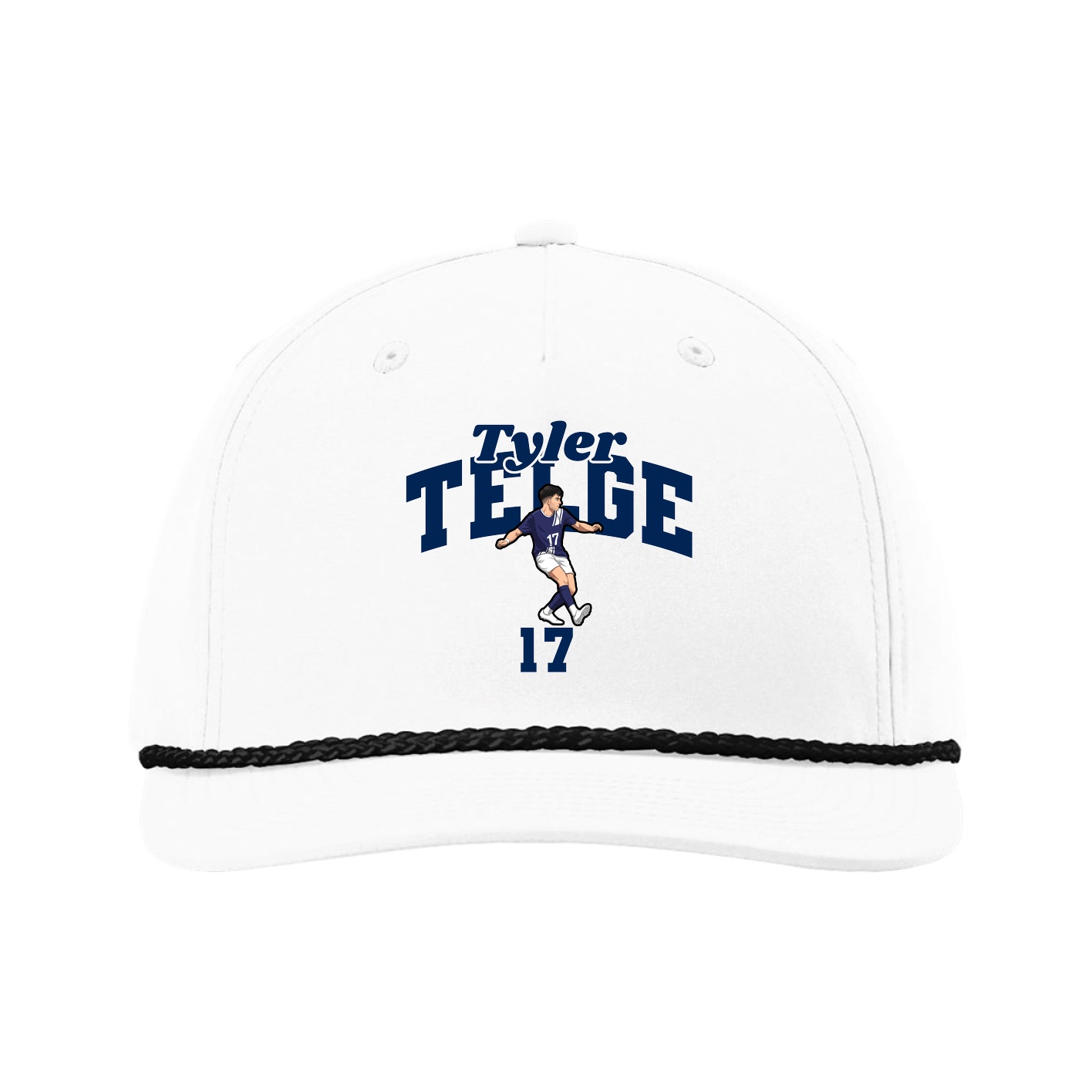 Five-Panel Classic Rope Cap — Signature Arch in White