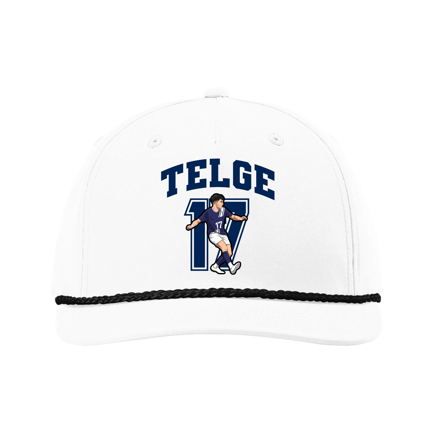 Five-Panel Classic Rope Cap — Number in White