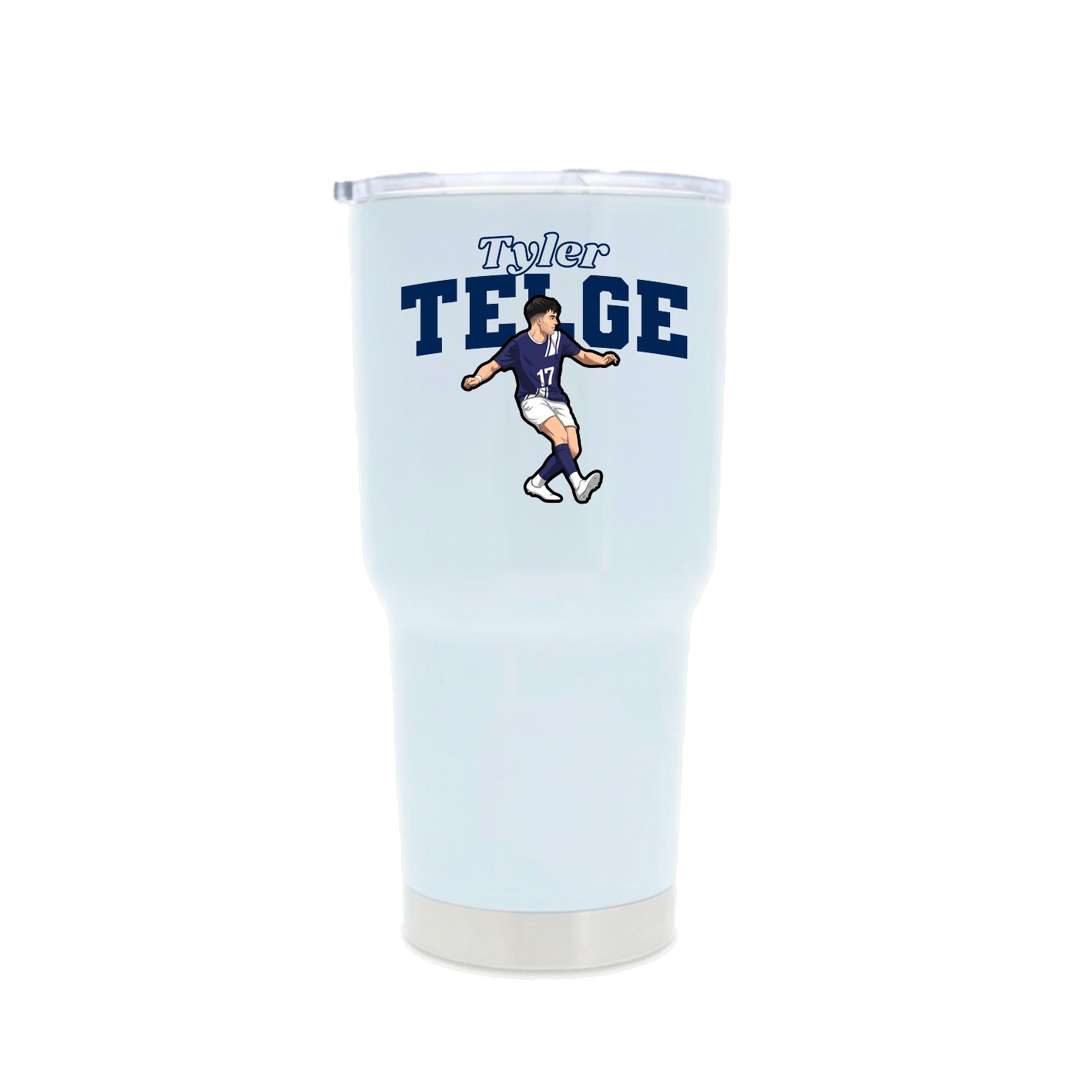30oz Stainless Steel Tumbler — Name Arch in White