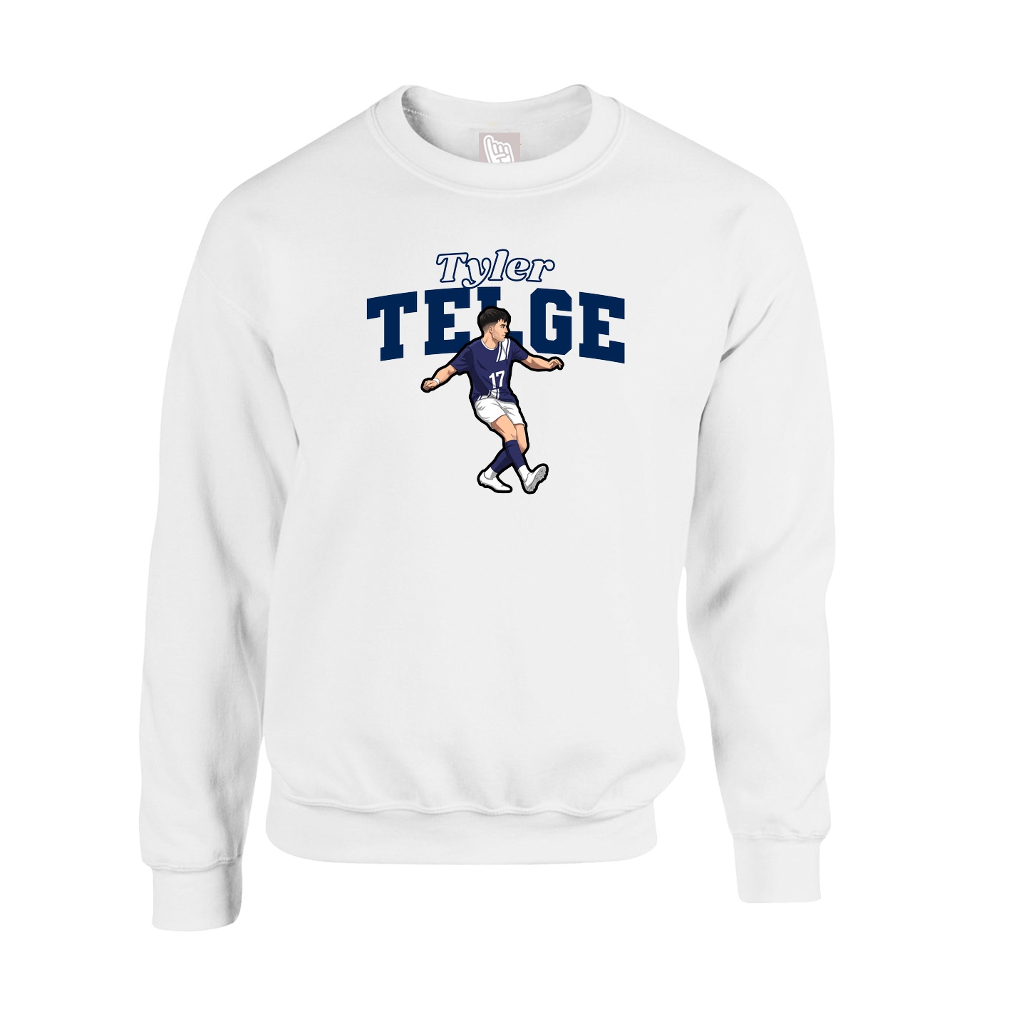 Fleece Crew — Name Arch in White