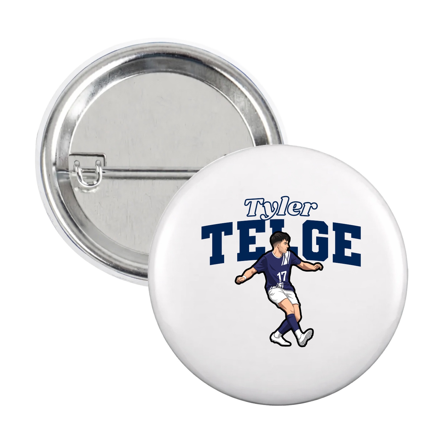 Game Day Button — Name Arch in White