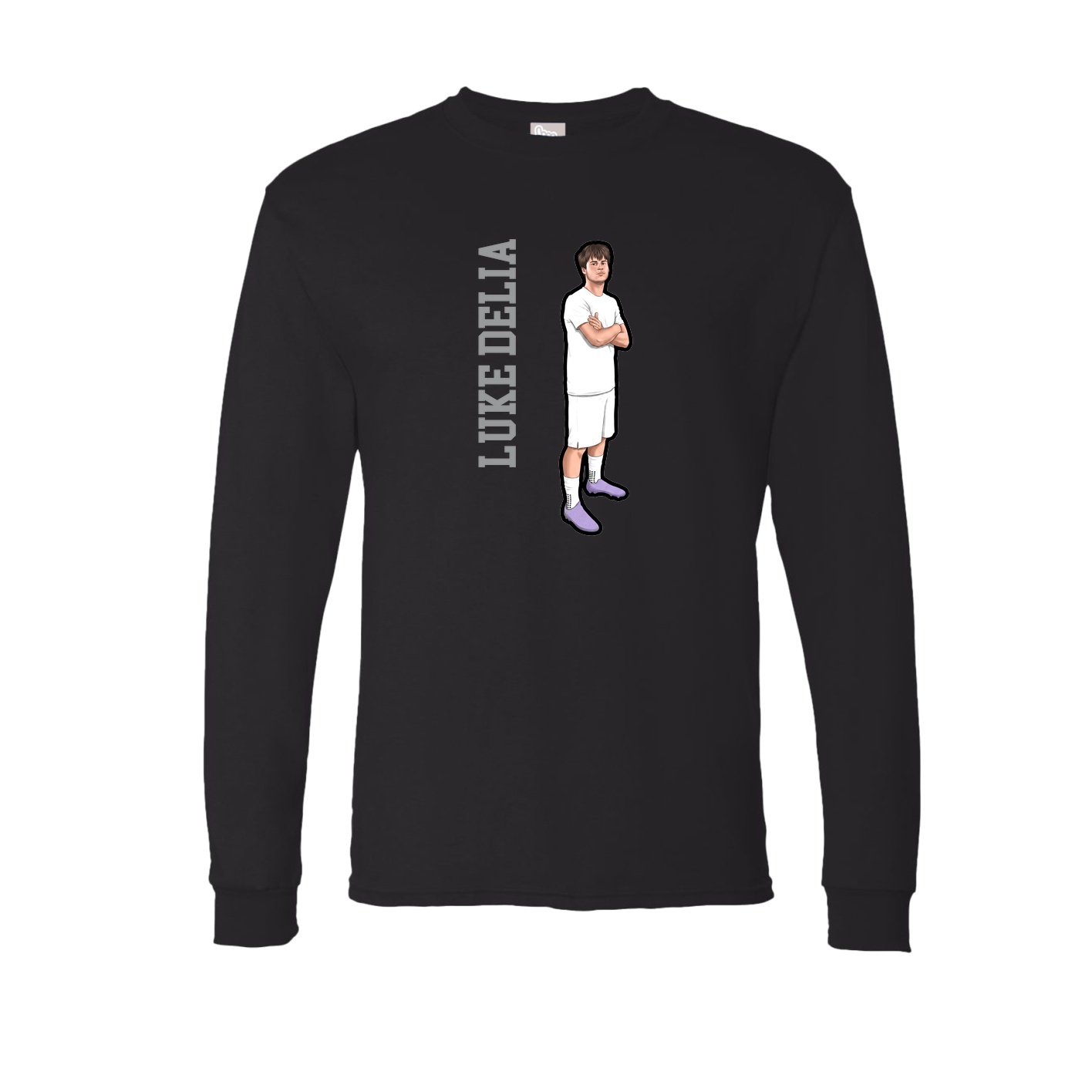 Long Sleeve Tee — Name Vertical in Black
