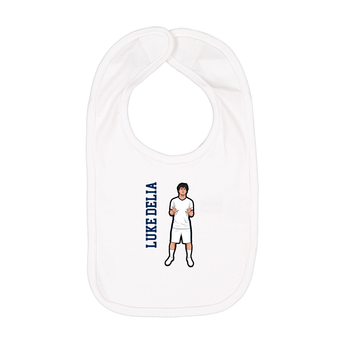 Infant Bib — Name Vertical in White
