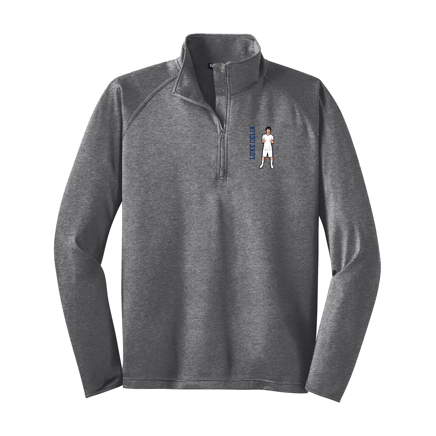 Q-Zip Pullover — Name Vertical in Grey