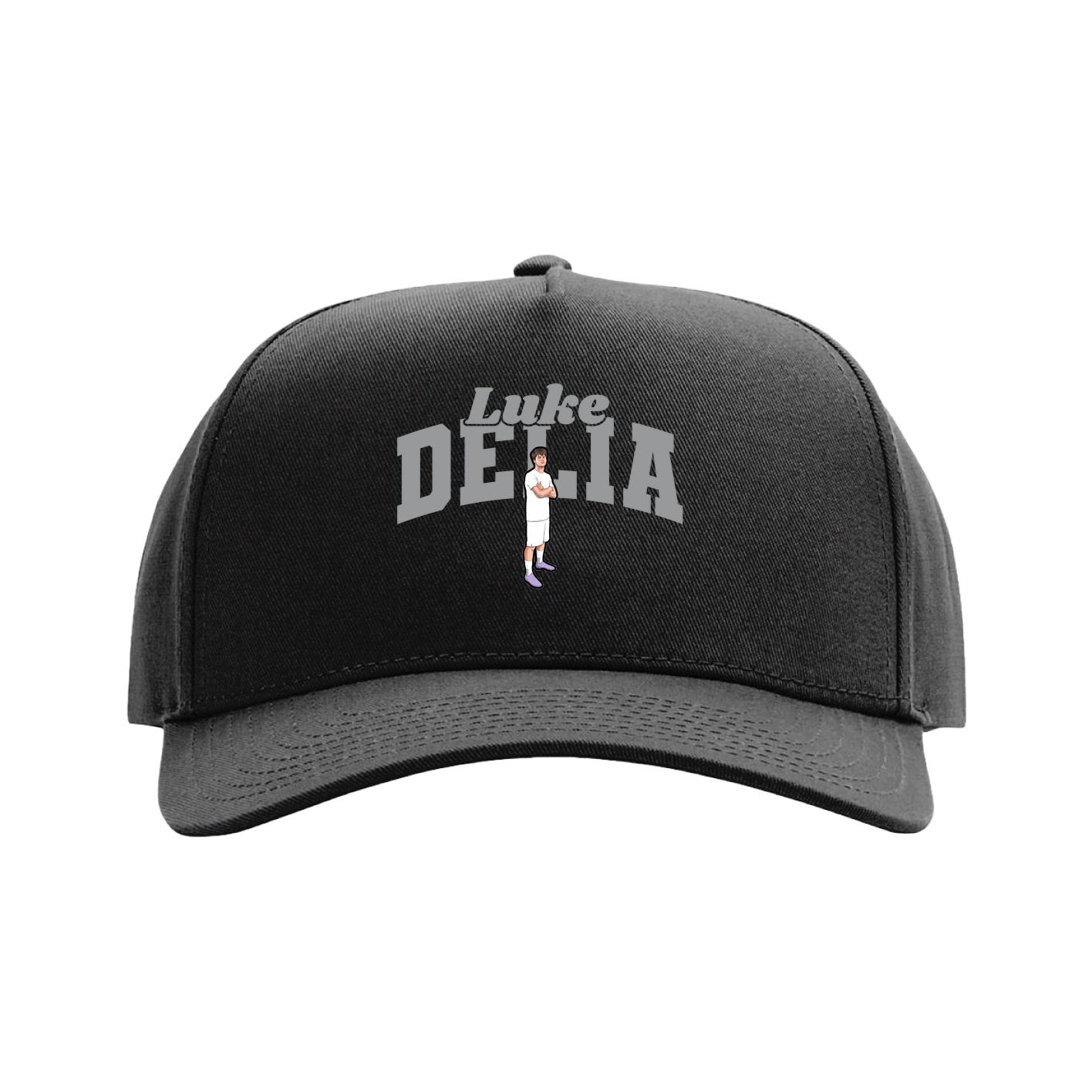 Full Fabric Five-Panel Champ Cap — Signature Arch in Black