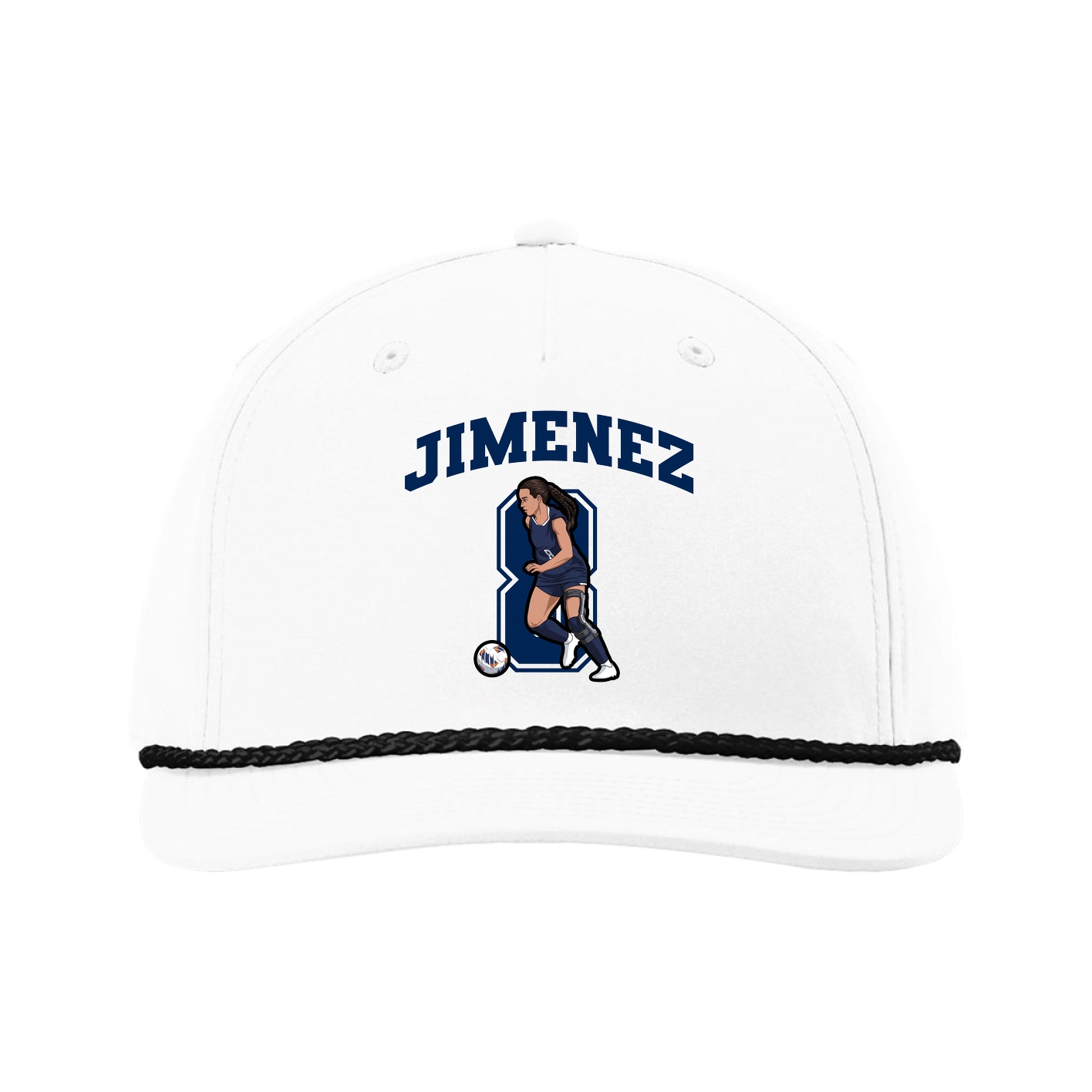 Five-Panel Classic Rope Cap — Number in White