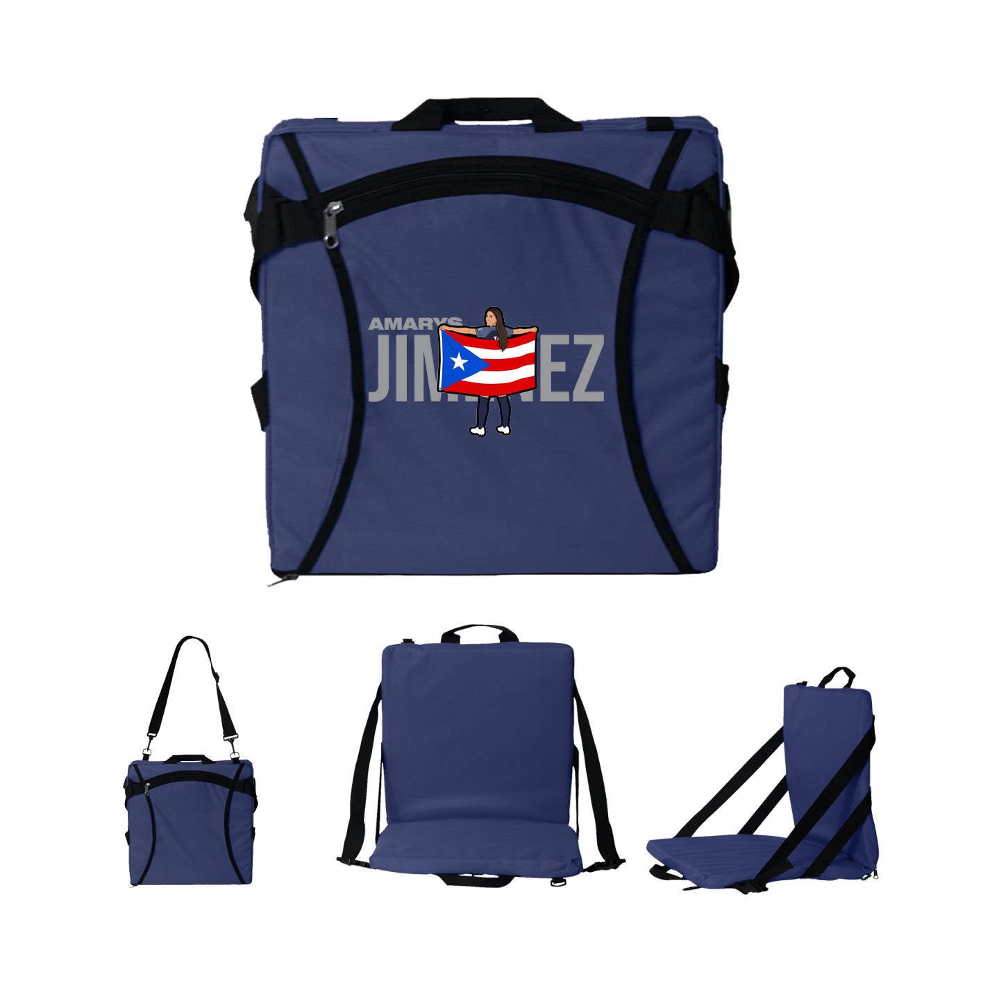 Folding Stadium Seat — Player Name in Navy