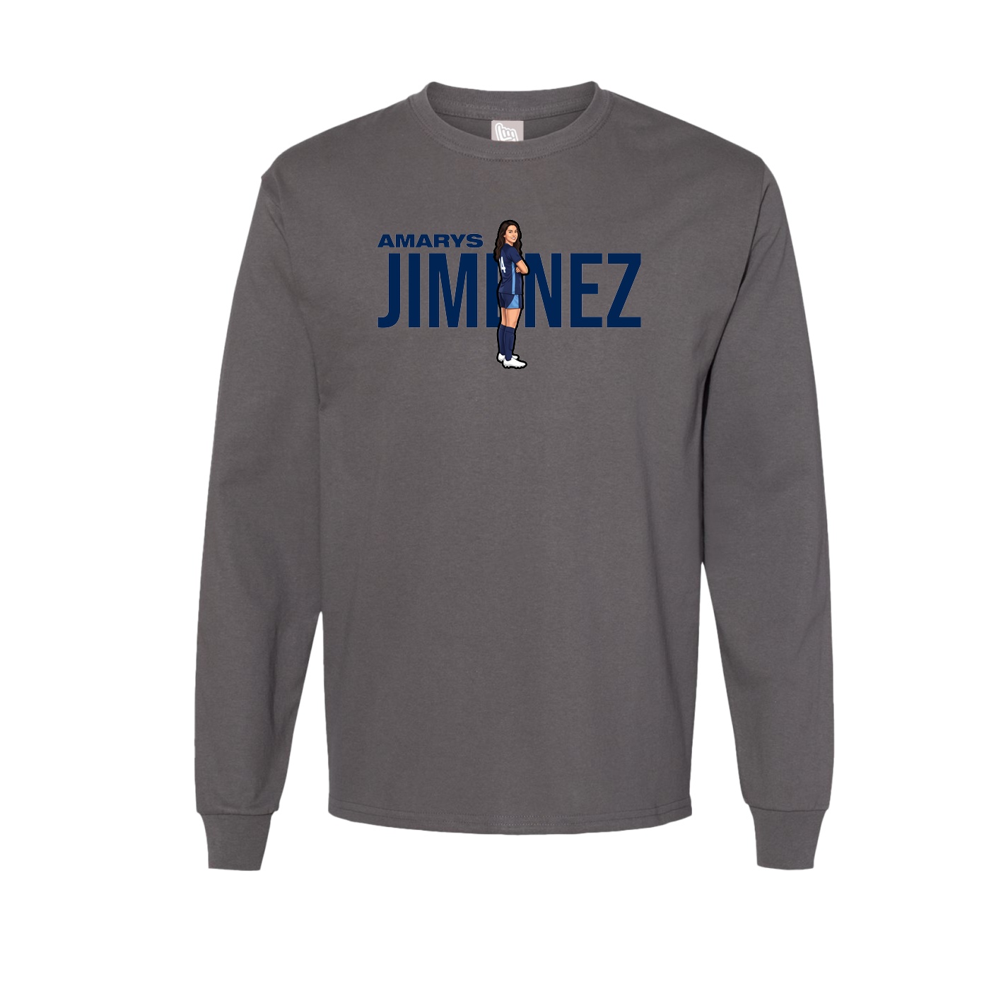 Long Sleeve Tee — Player Name in Grey