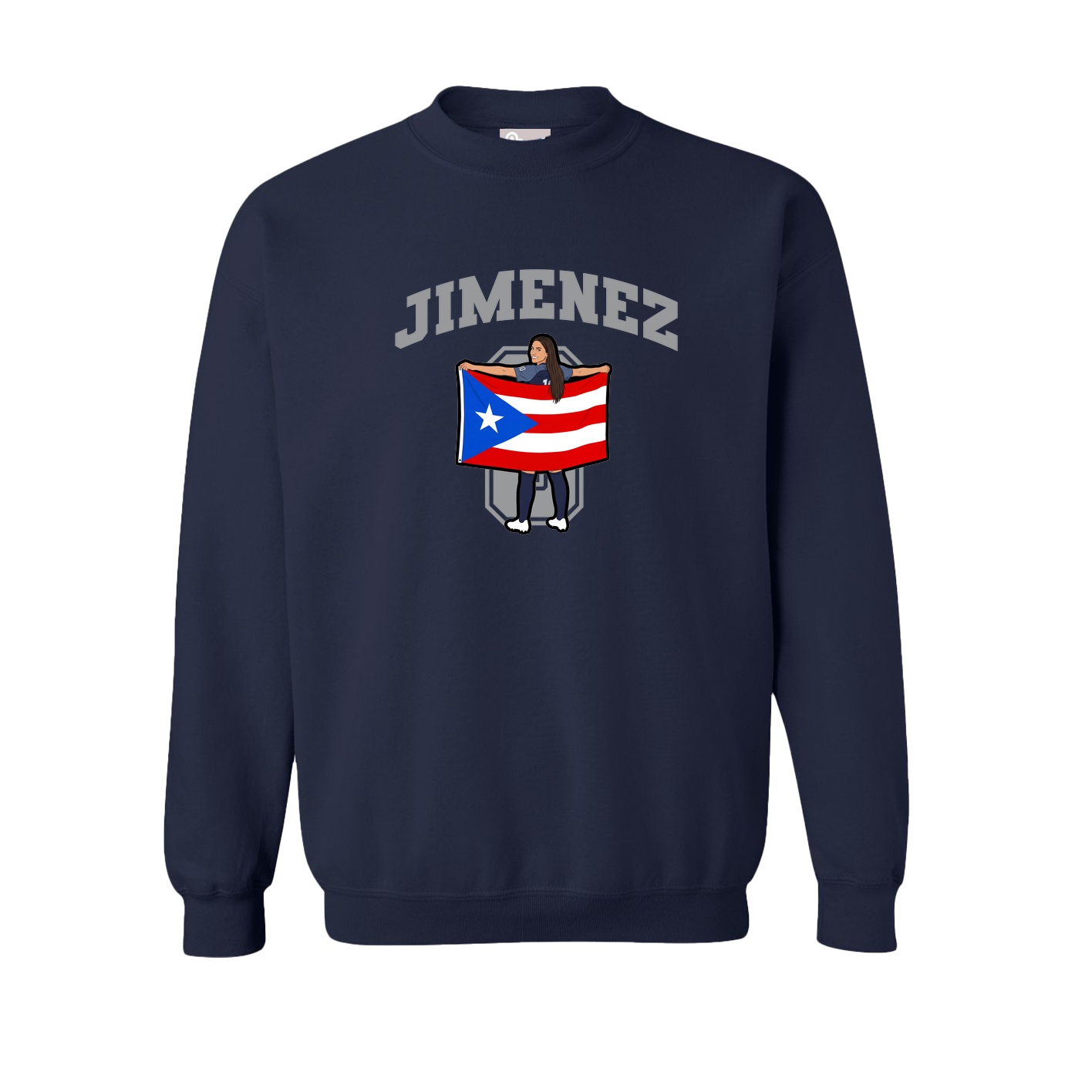 Fleece Crew — Number in Navy