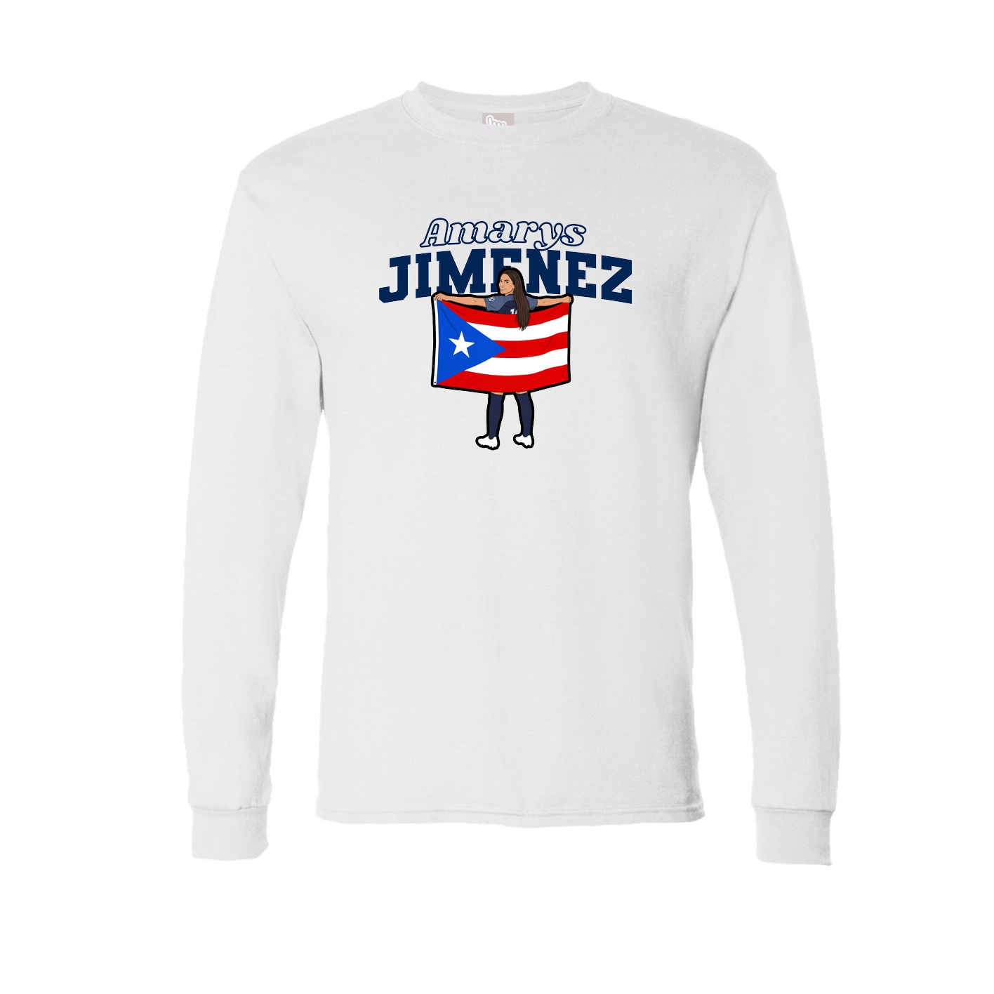 Long Sleeve Tee — Name Arch in White