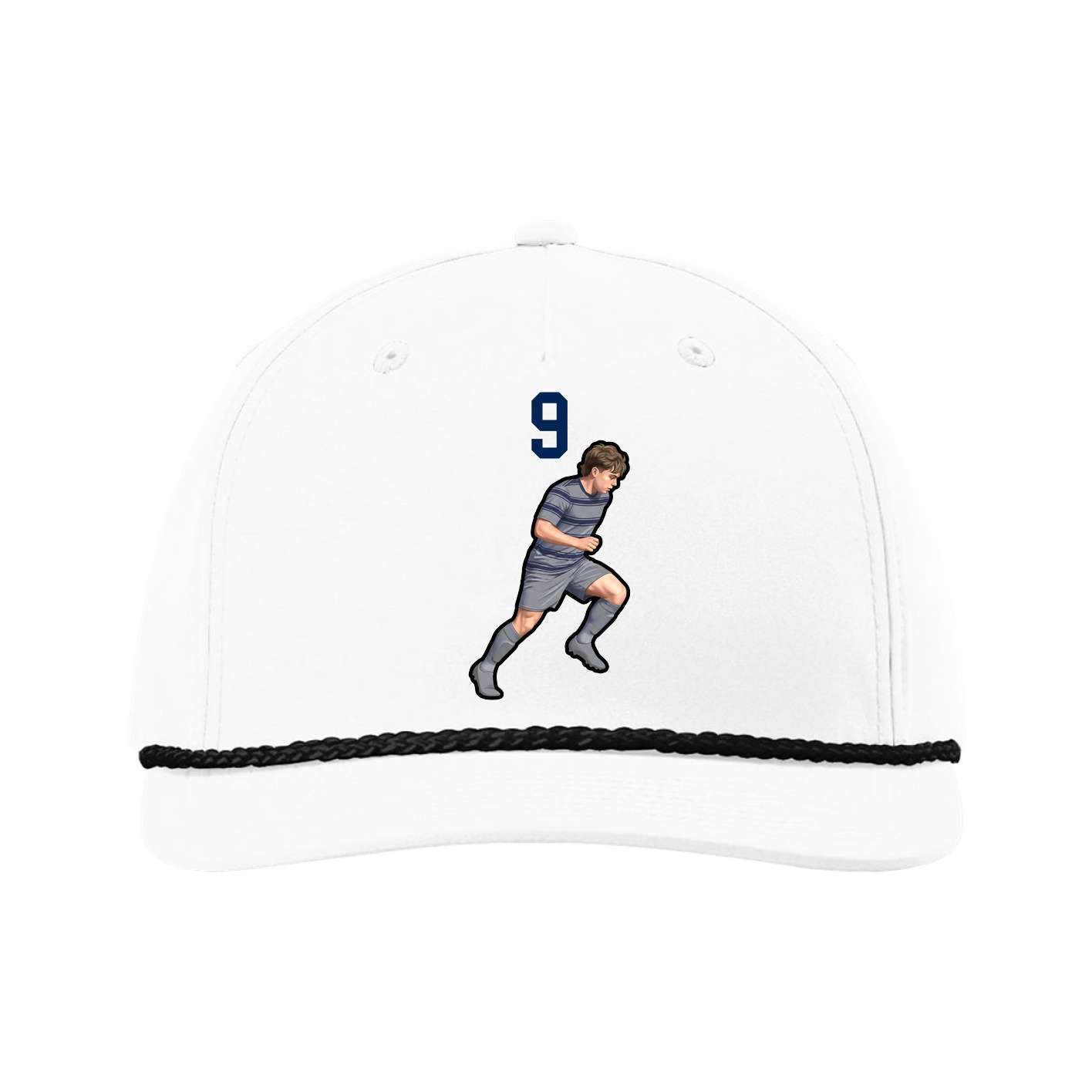 Five-Panel Classic Rope Cap — Number Top in White