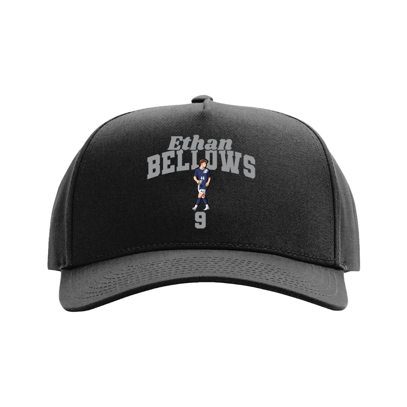 Full Fabric Five-Panel Champ Cap — Signature Arch in Black