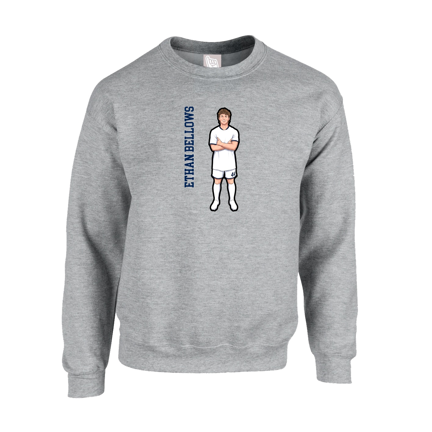 Fleece Crew — Name Vertical in Grey