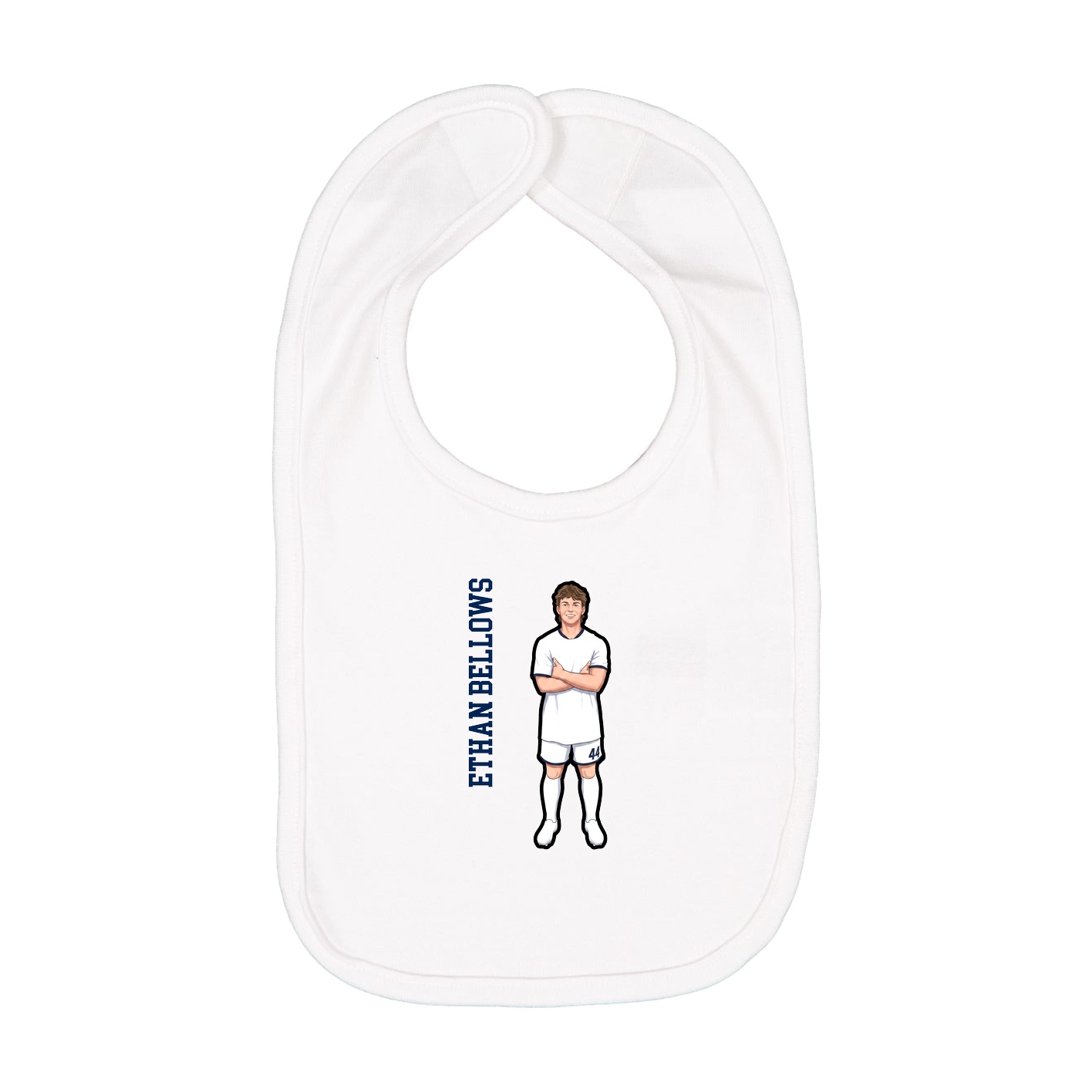 Infant Bib — Name Vertical in White