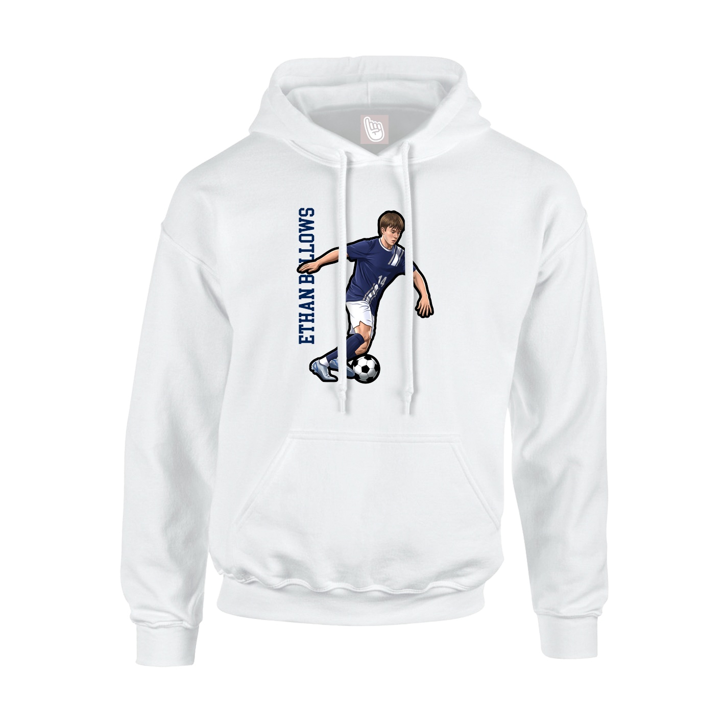 Youth Hoodie — Name Vertical in White