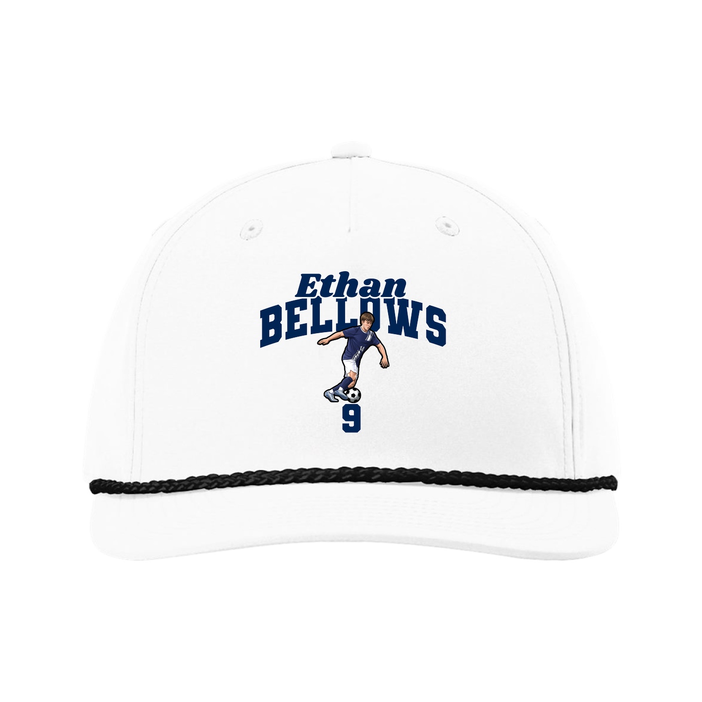 Five-Panel Classic Rope Cap — Signature Arch in White