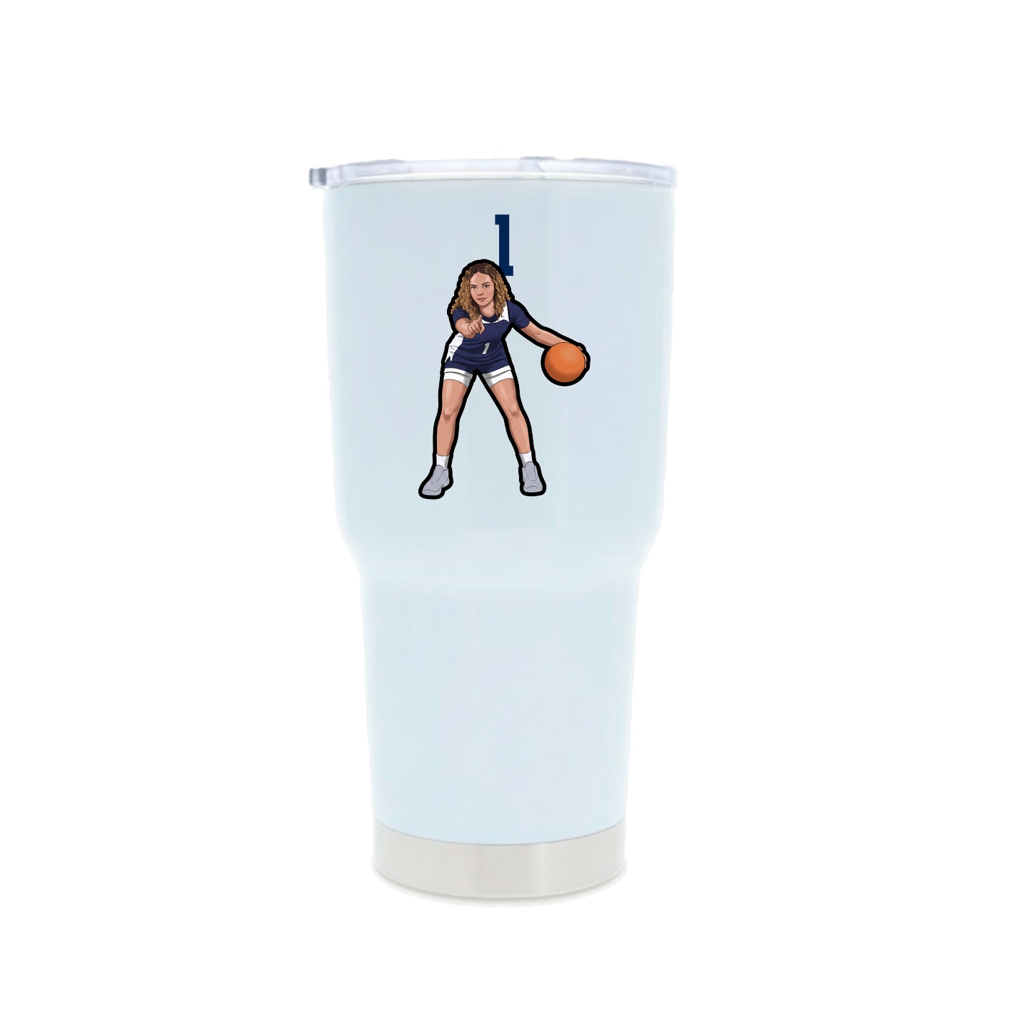 30oz Stainless Steel Tumbler — Number Top in White