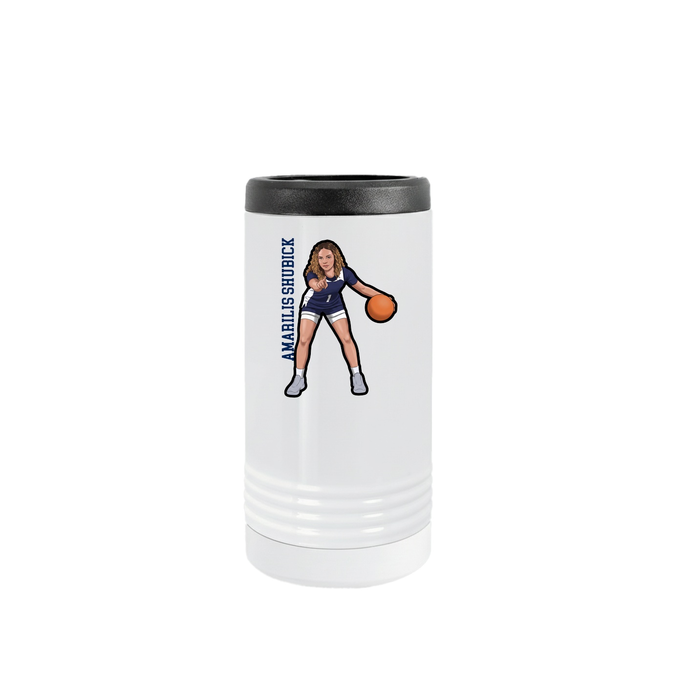 Slim Beverage Holder — Name Vertical in White