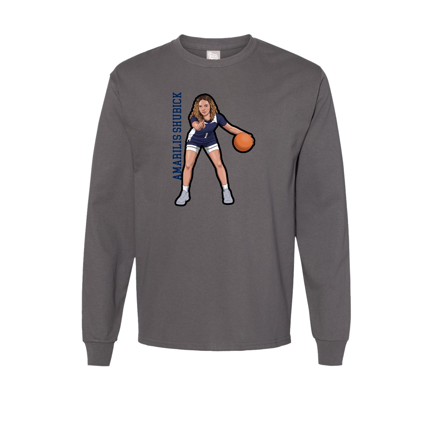 Long Sleeve Tee — Name Vertical in Grey