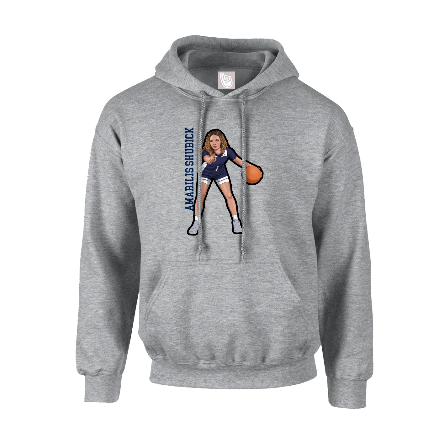 Youth Hoodie — Name Vertical in Grey