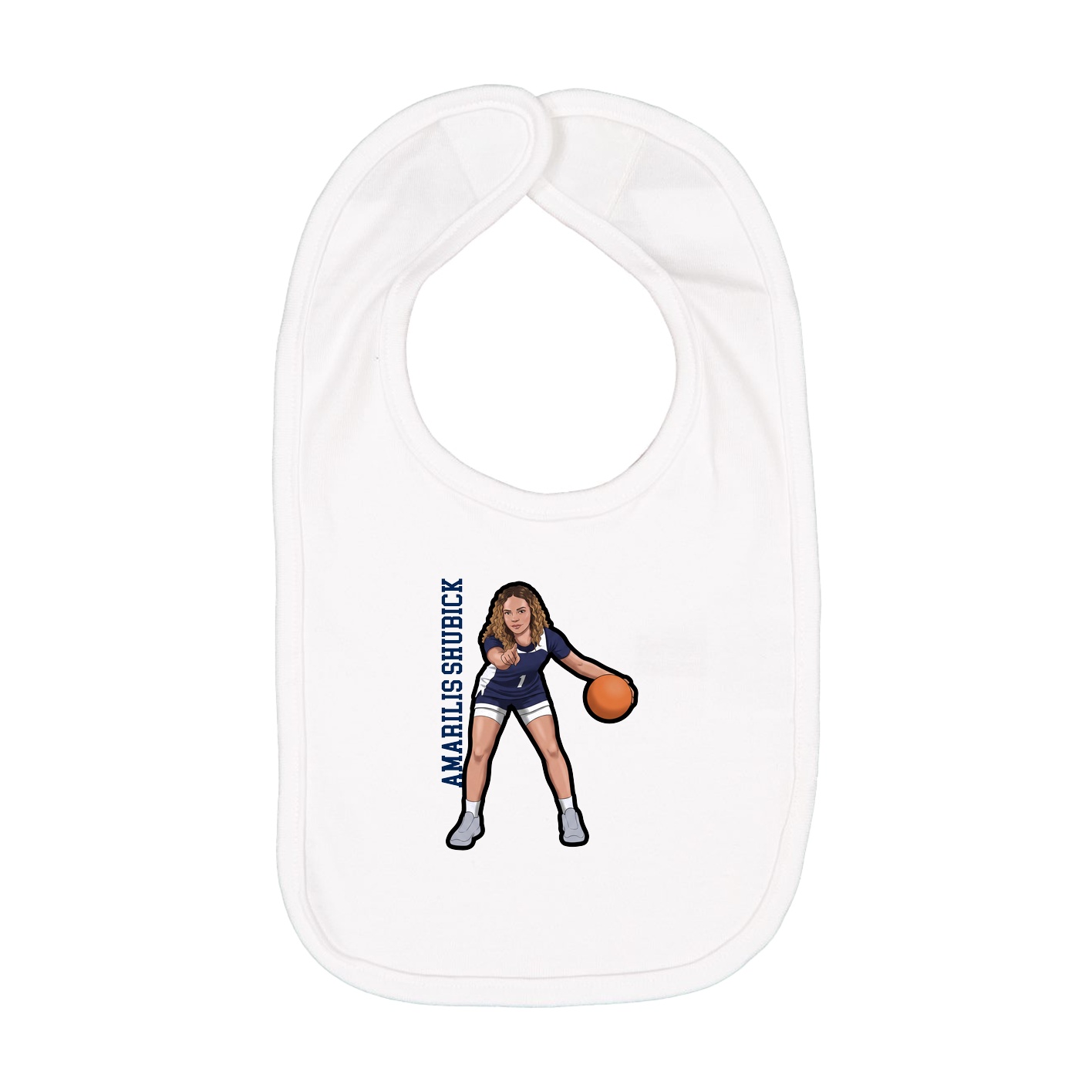 Infant Bib — Name Vertical in White