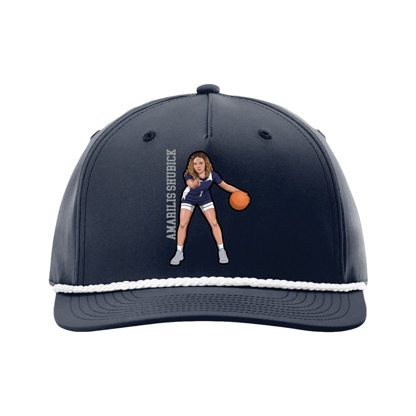 Five-Panel Classic Rope Cap — Name Vertical in Navy