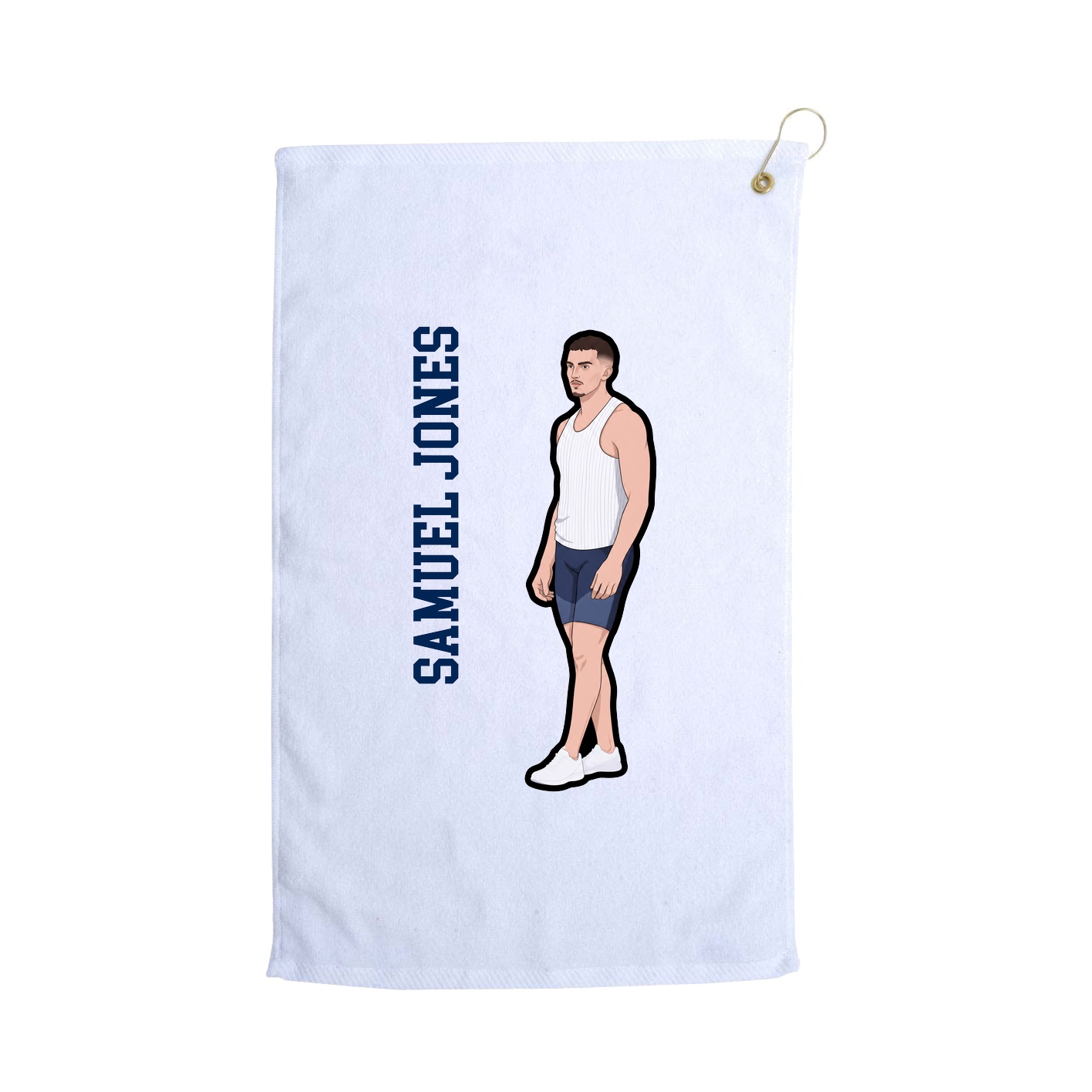 Golf Towel — Name Vertical in White