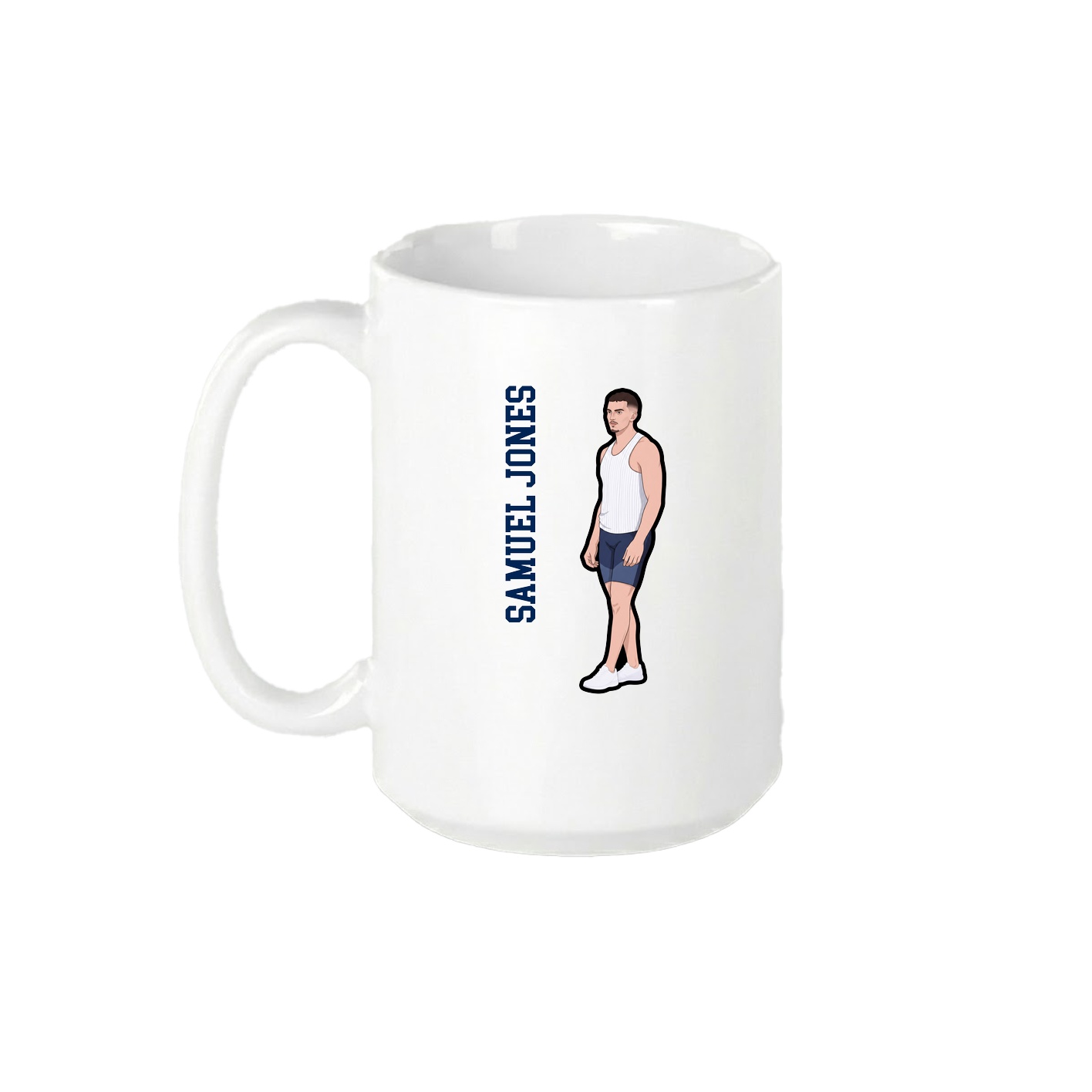 15oz Coffee Mug — Name Vertical in White