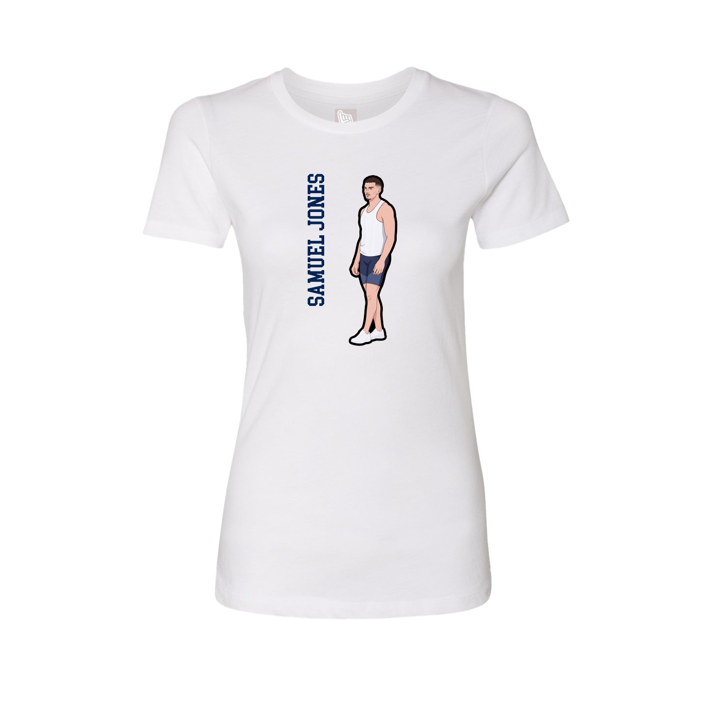 Fitted Women's Tee — Name Vertical in White