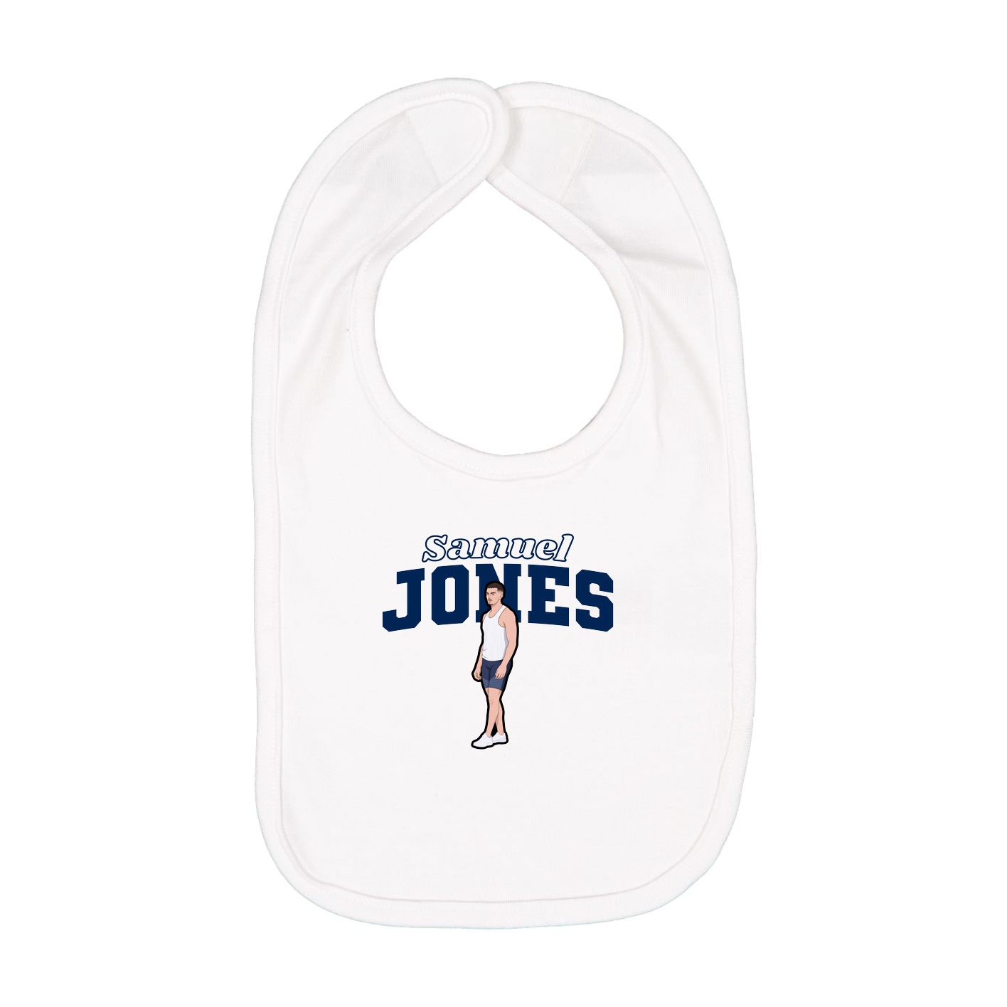 Infant Bib — Name Arch in White