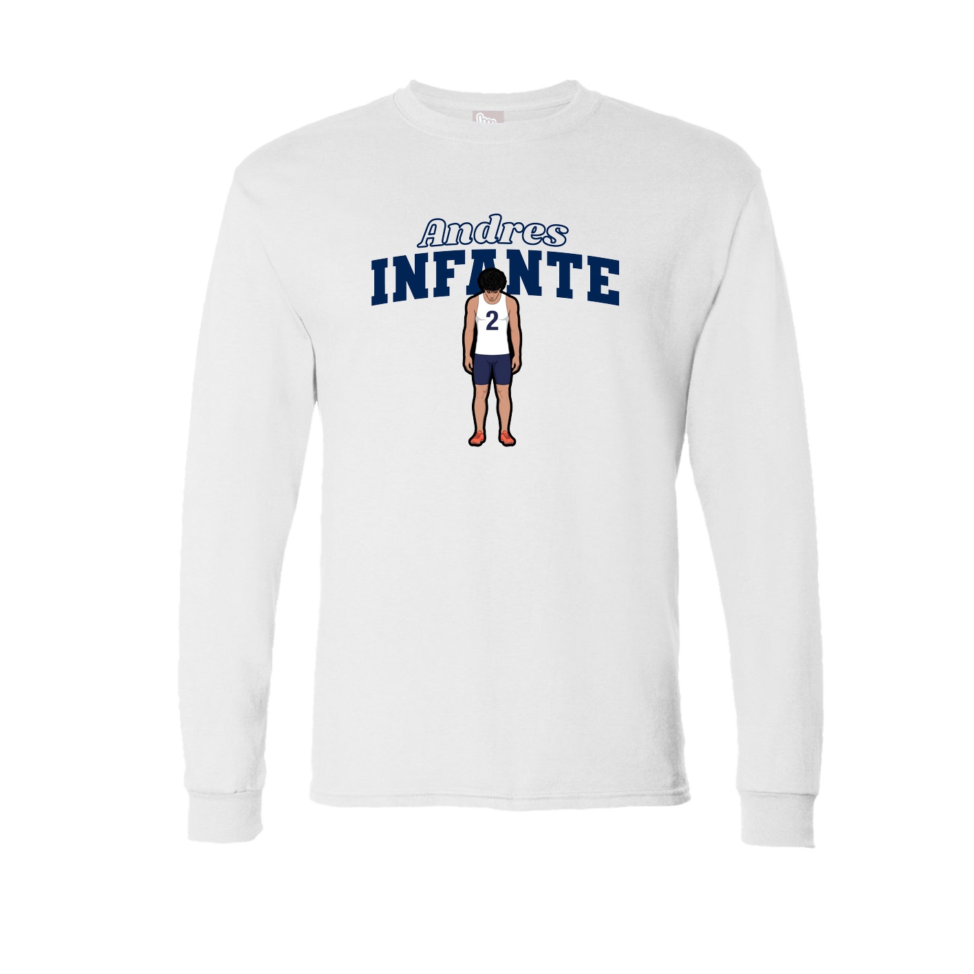 Long Sleeve Tee — Name Arch in White