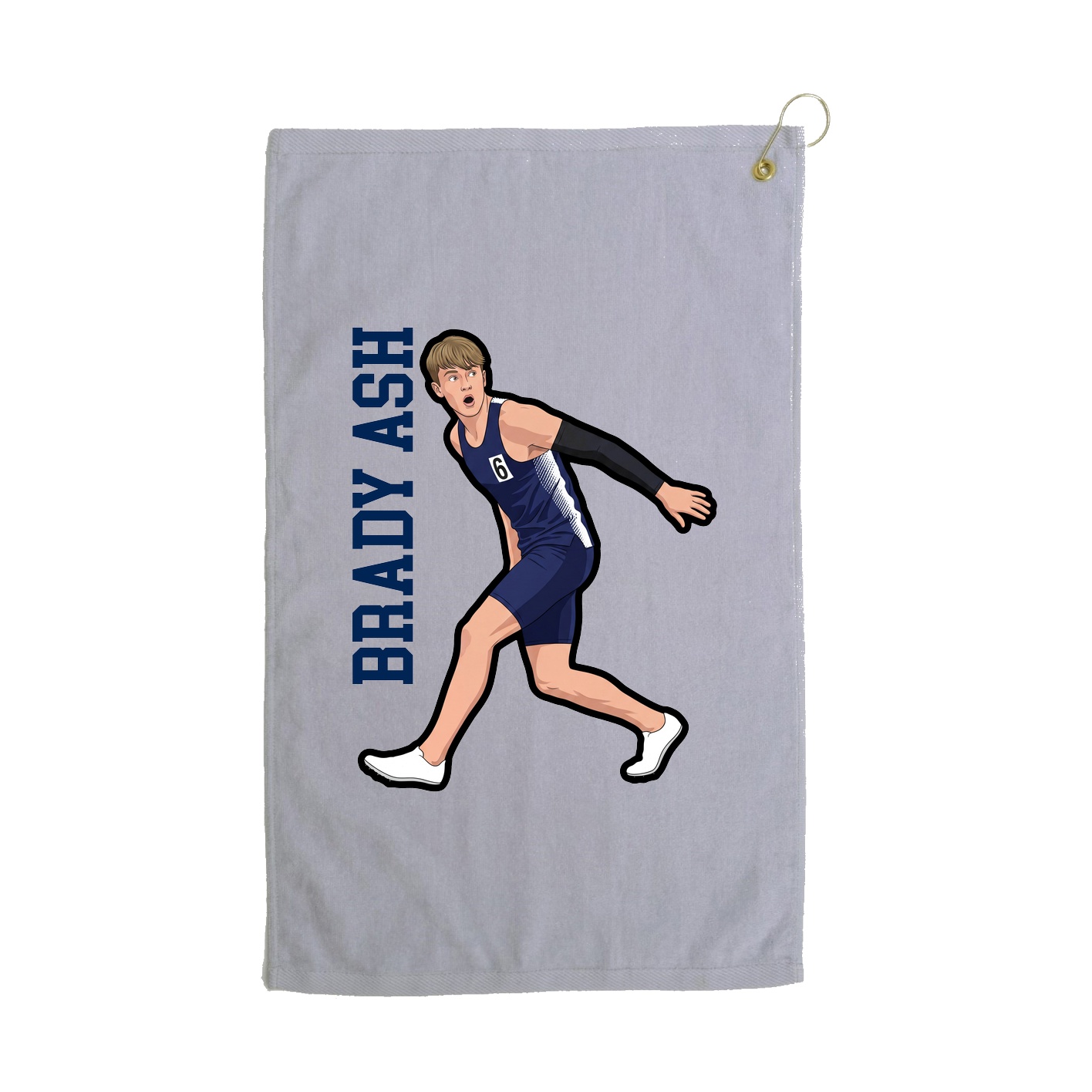Golf Towel — Name Vertical in Grey