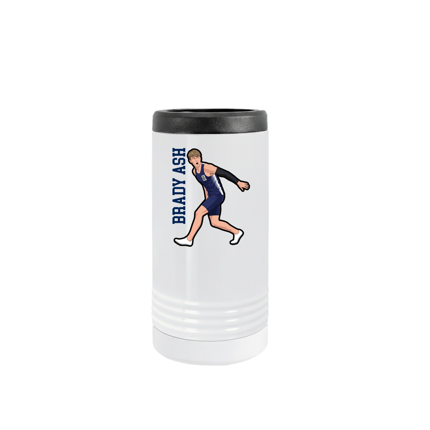 Slim Beverage Holder — Name Vertical in White