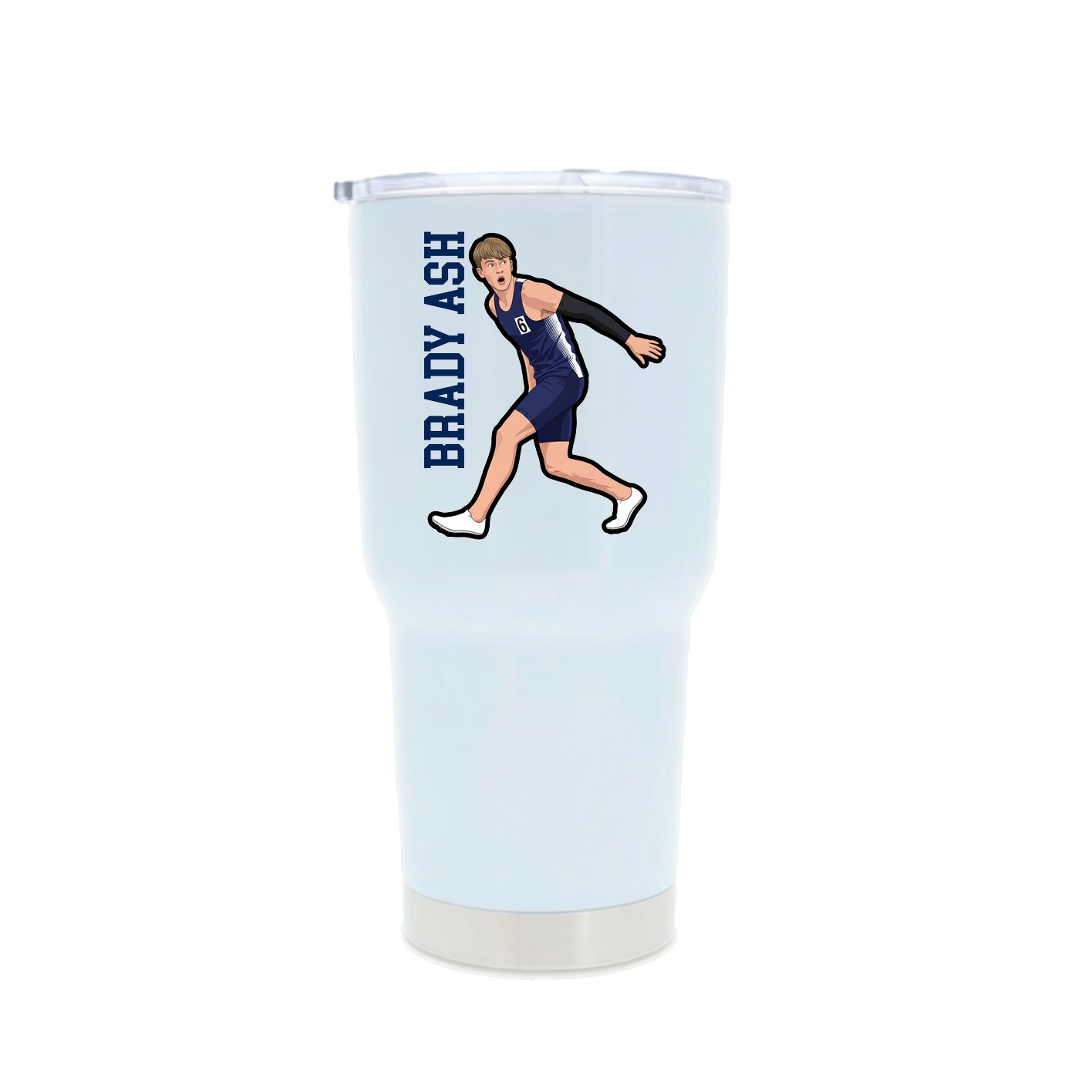 30oz Stainless Steel Tumbler — Name Vertical in White