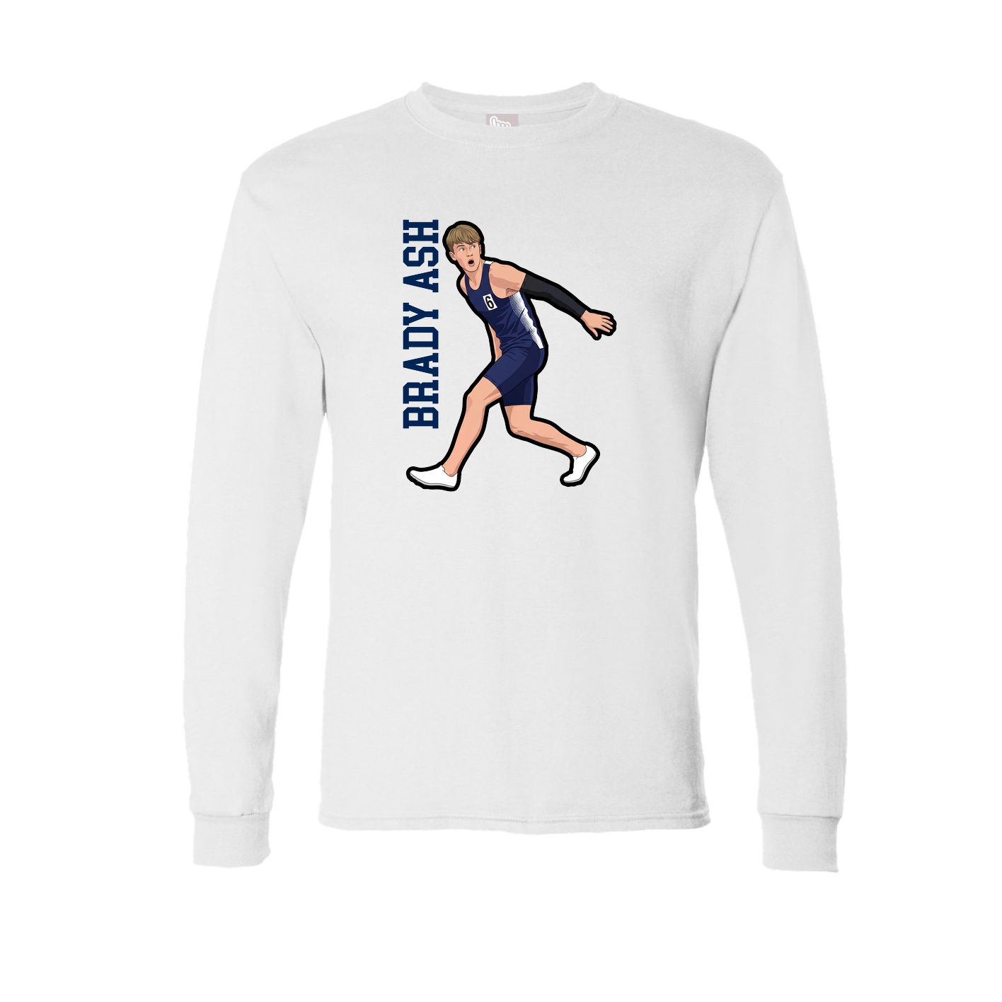 Long Sleeve Tee — Name Vertical in White