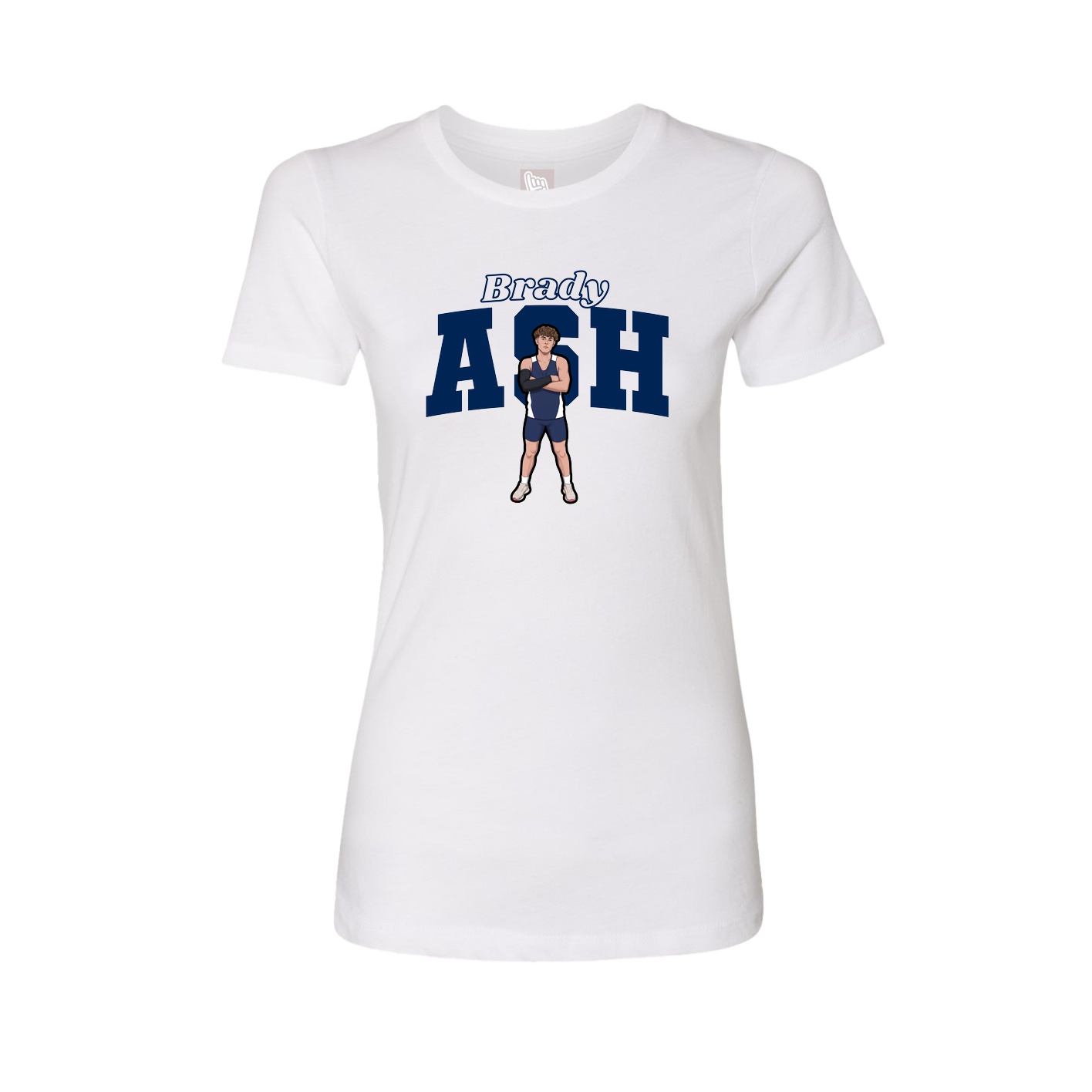 Fitted Women's Tee — Name Arch in White