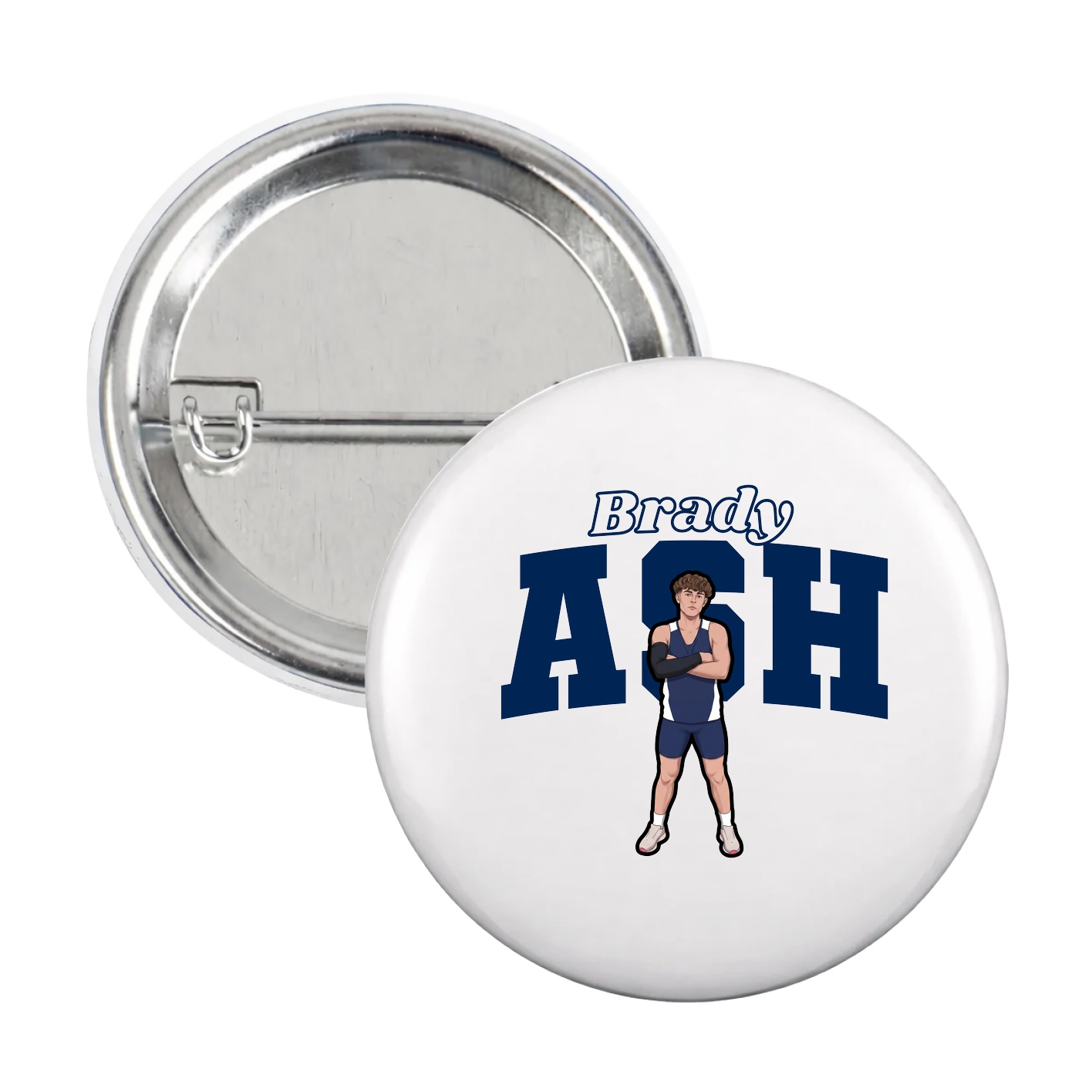 Game Day Button — Name Arch in White