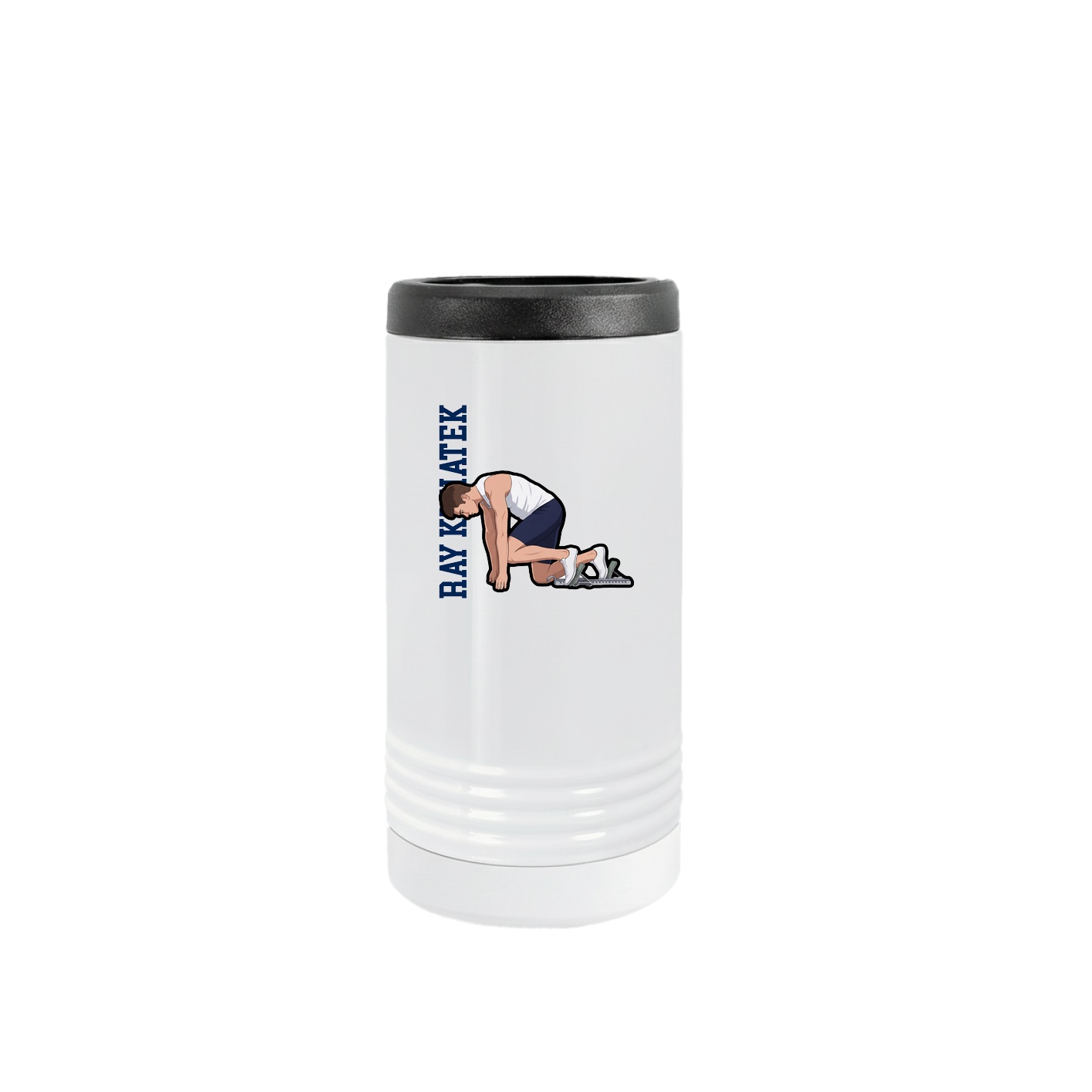 Slim Beverage Holder — Name Vertical in White