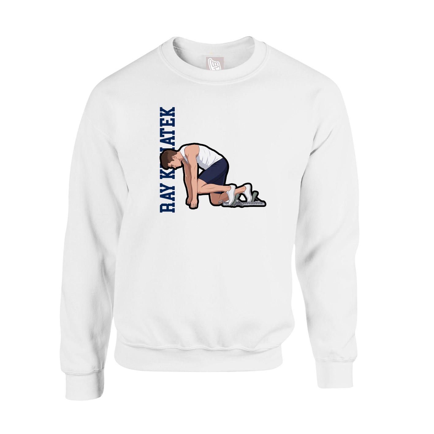 Fleece Crew — Name Vertical in White