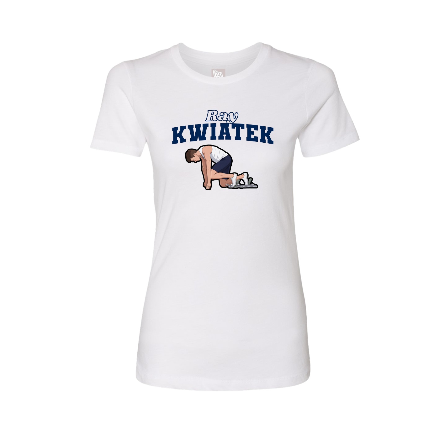 Fitted Women's Tee — Name Arch in White