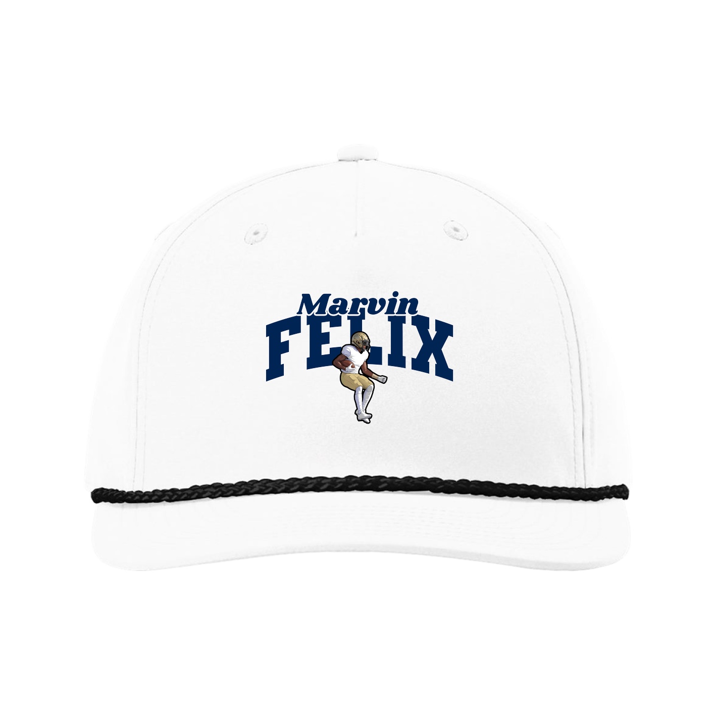 Five-Panel Classic Rope Cap — Signature Arch in White