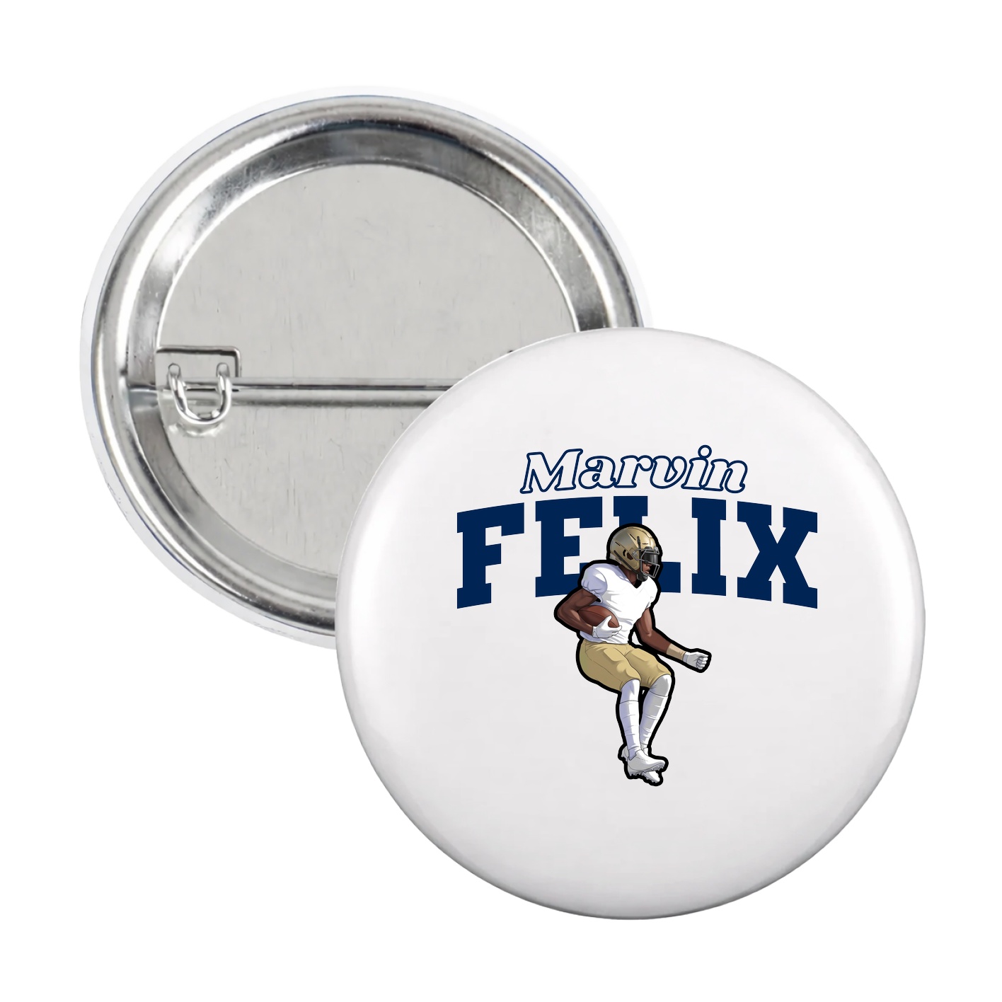 Game Day Button — Name Arch in White