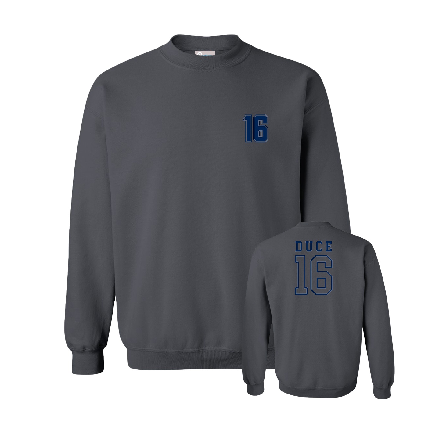 Fleece Crew — Chest Back in Grey
