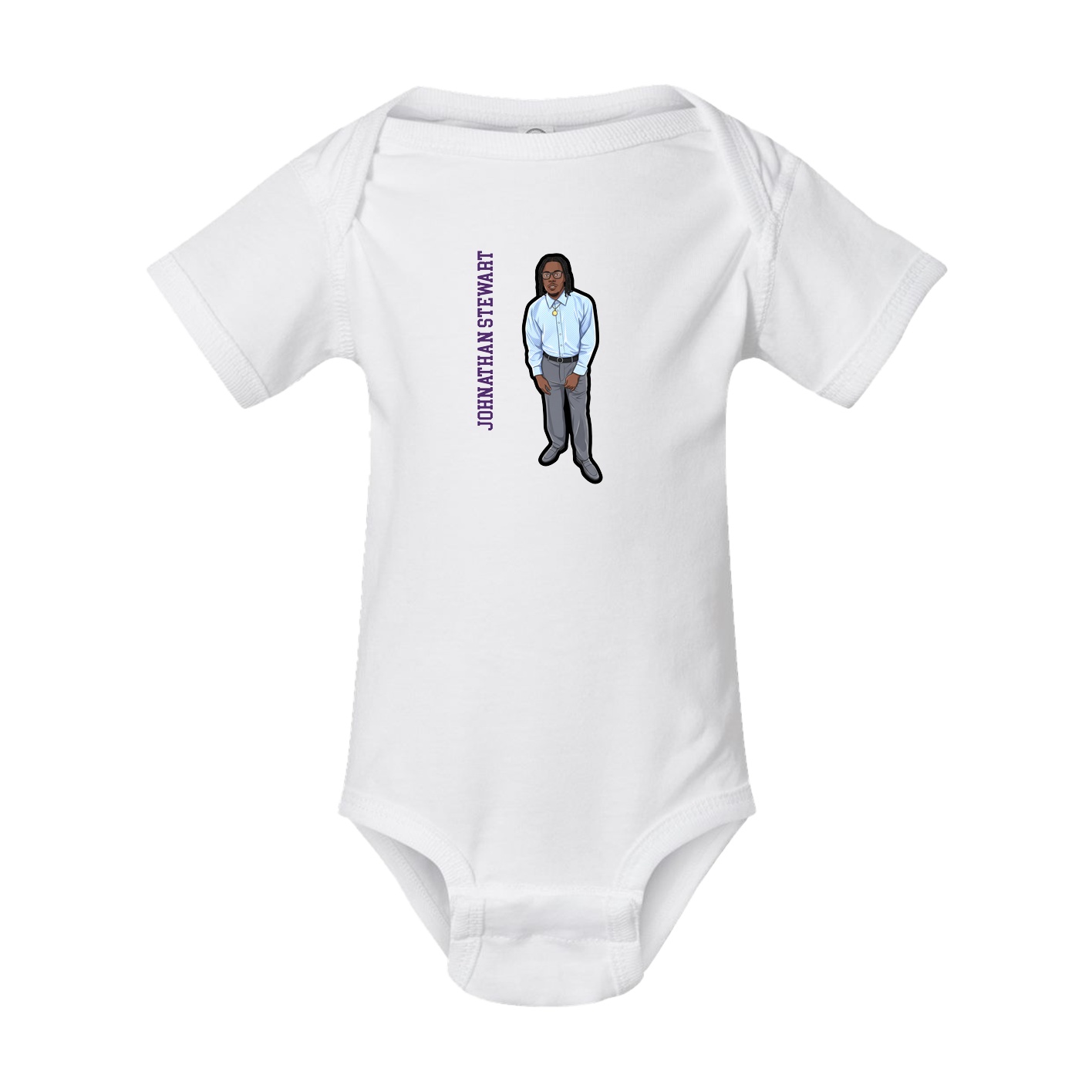 Baby Onesie — Name Vertical in White