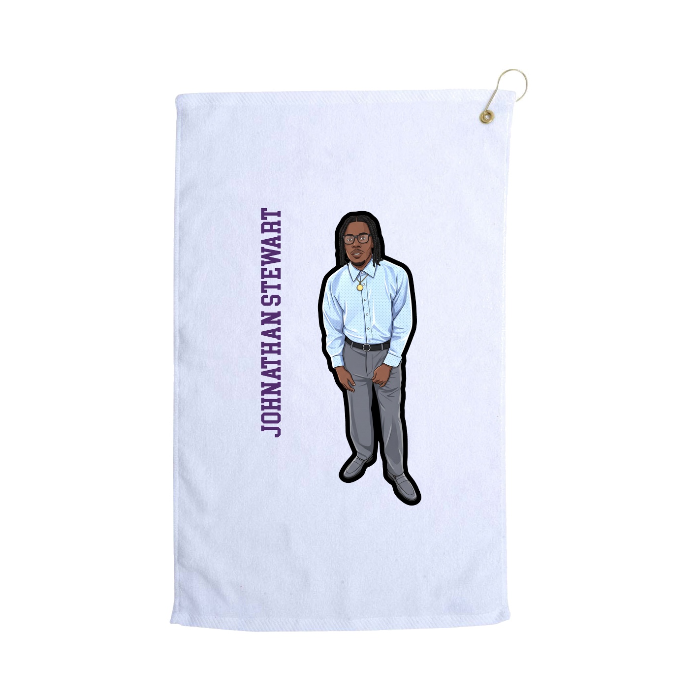 Golf Towel — Name Vertical in White