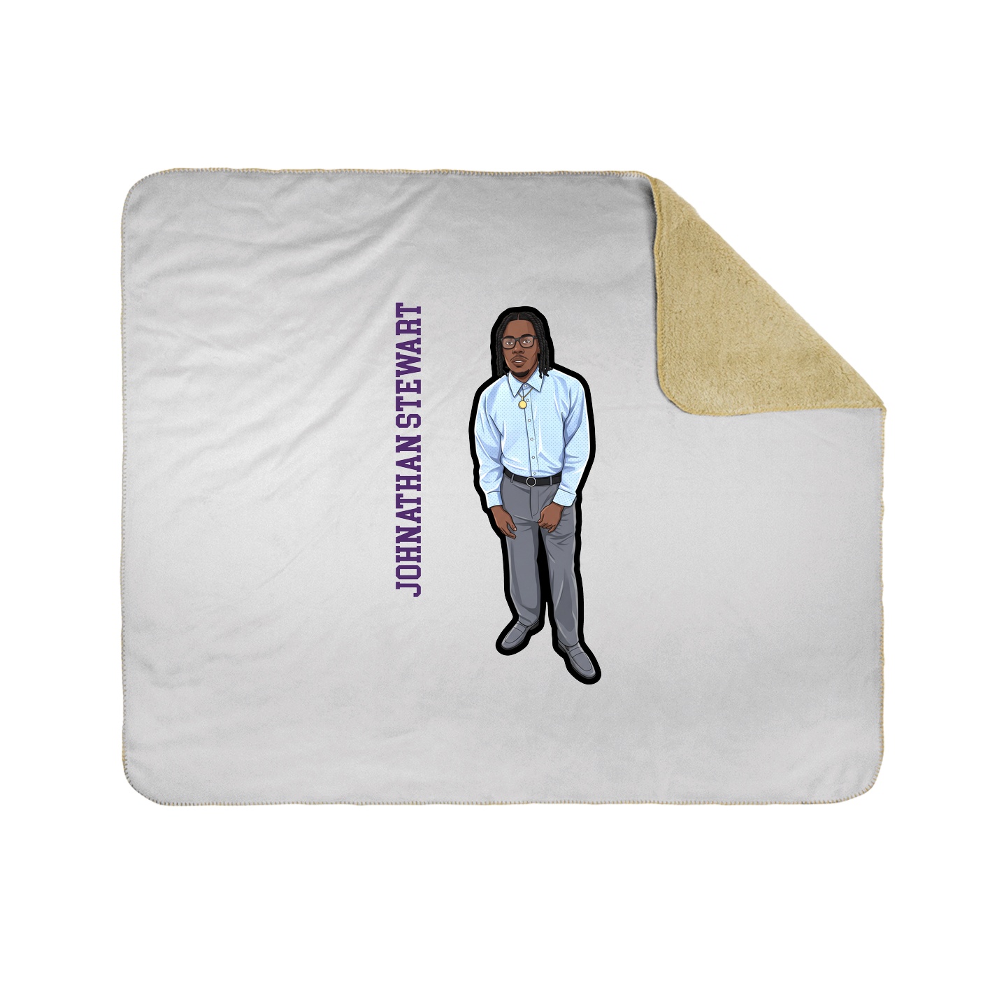 Throw Blanket — Name Vertical in White